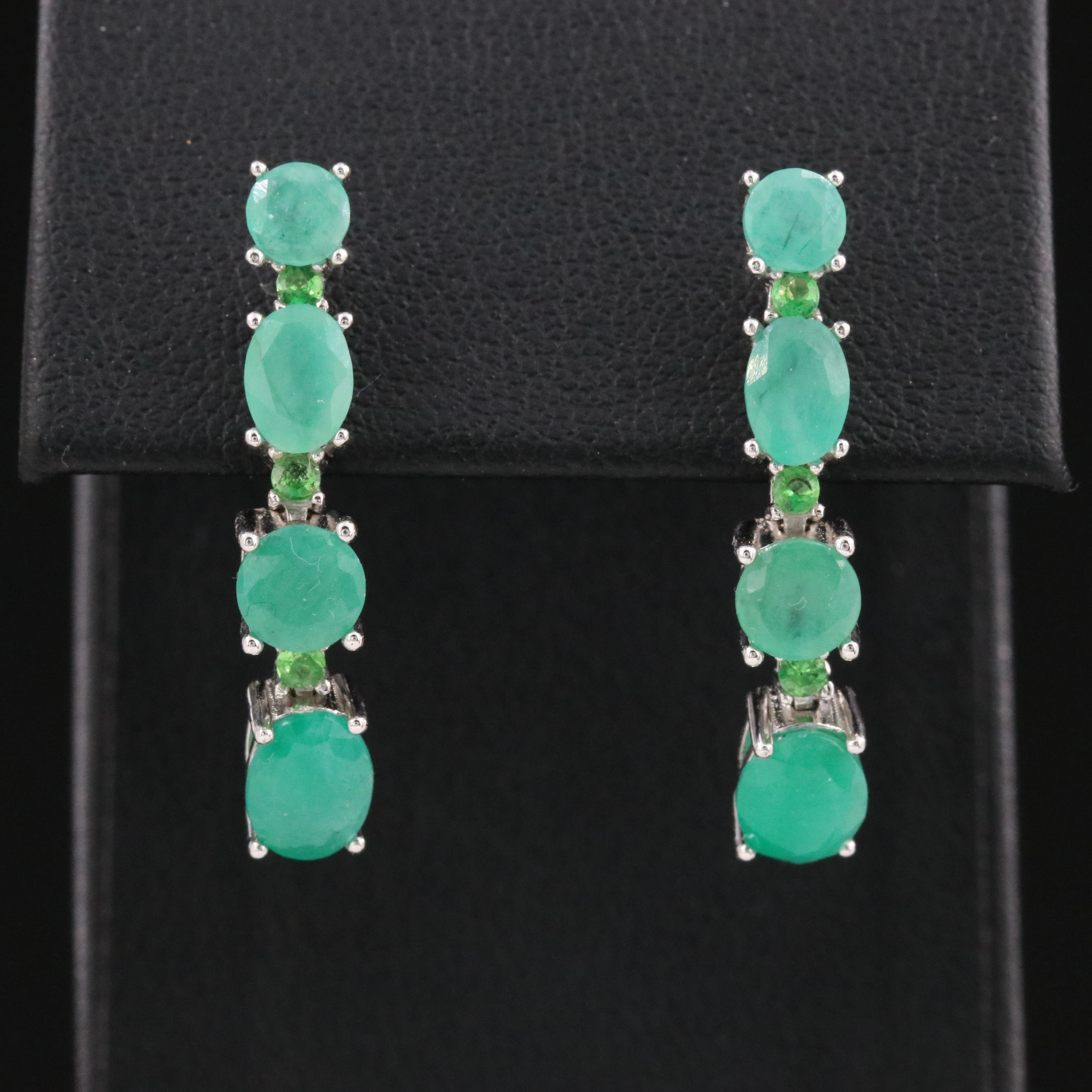 Sterling Emerald and Peridot Earrings