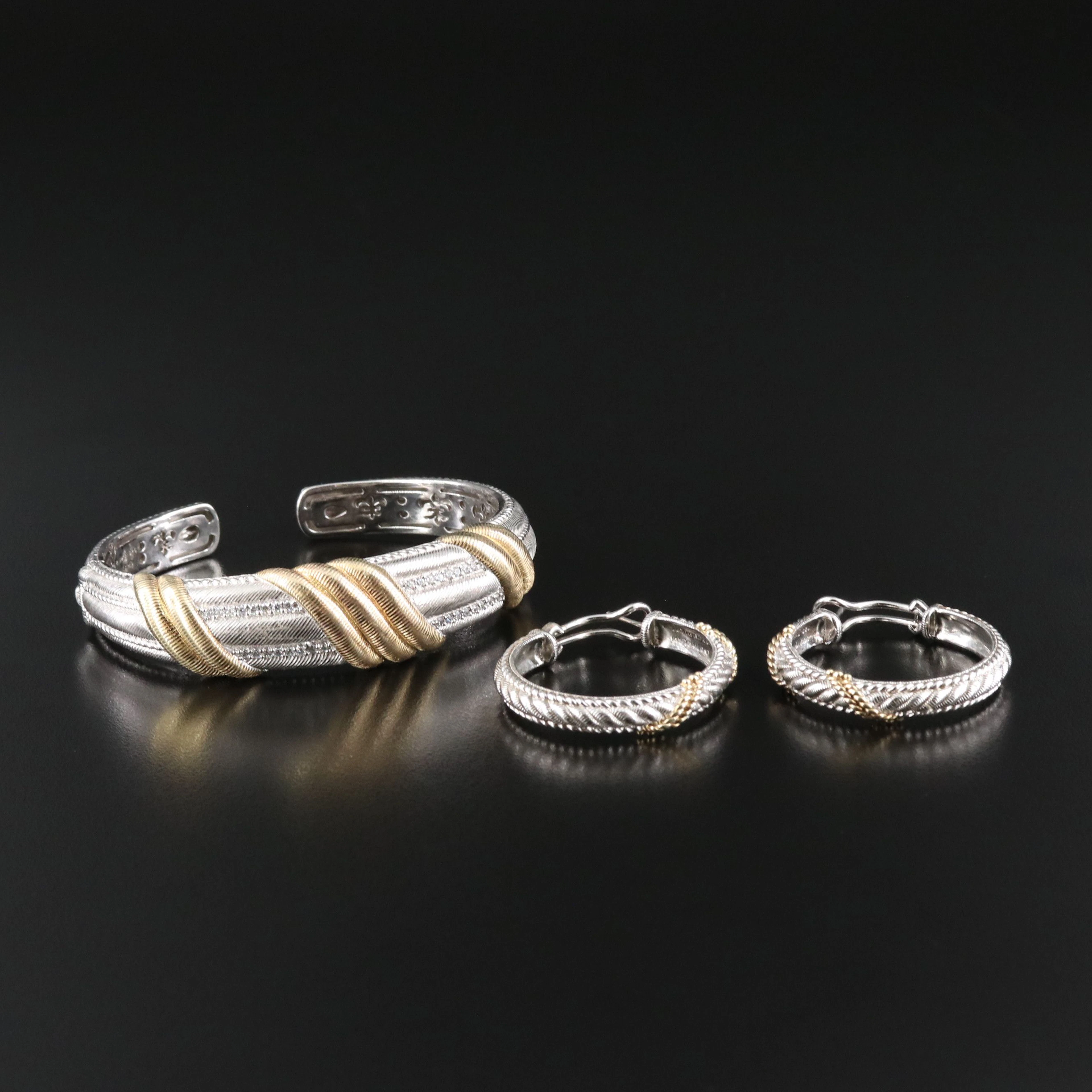 Judith Ripka CZ Sterling Bracelet and Earrings