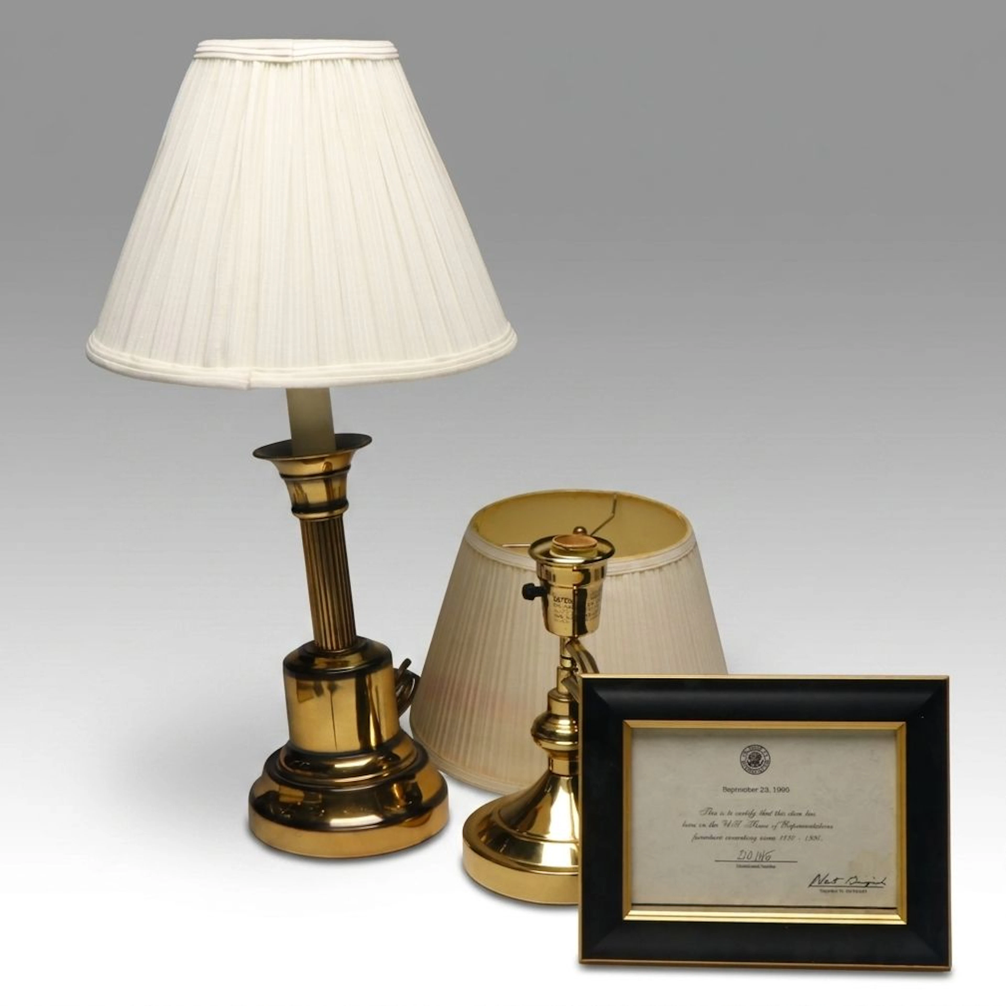 House of Representatives Lacquered Brass Accent Lamp and Other Décor