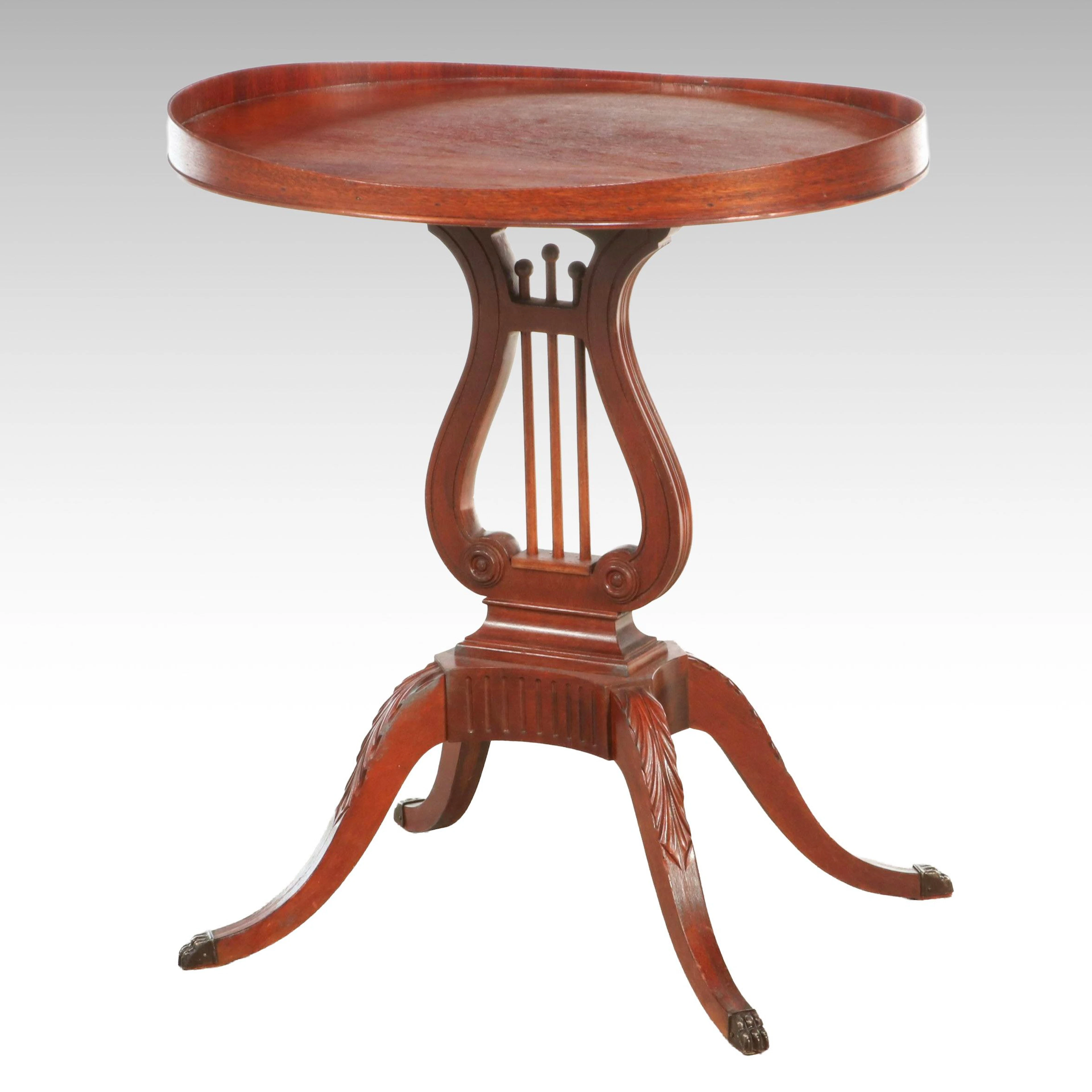 Mersman Duncan Phyfe Style Lyre Base Occasional Table, Early to Mid-20th