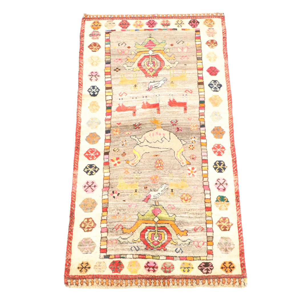 3'5 x 7' Hand-Knotted Persian Kurdish Area Rug
