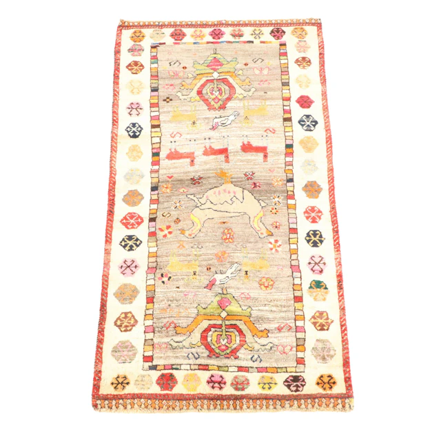 3'5 x 7' Hand-Knotted Persian Kurdish Area Rug