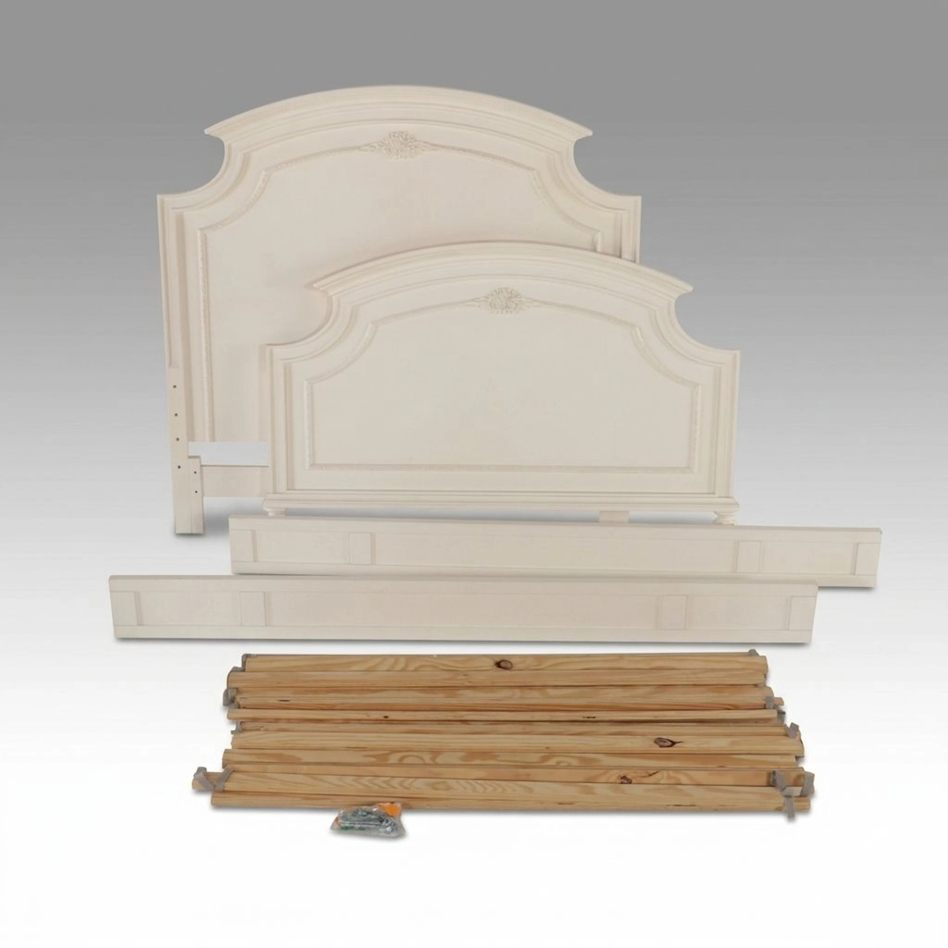 French Provincial Style Panel Bed Frame with Slat Roll, 21st Century
