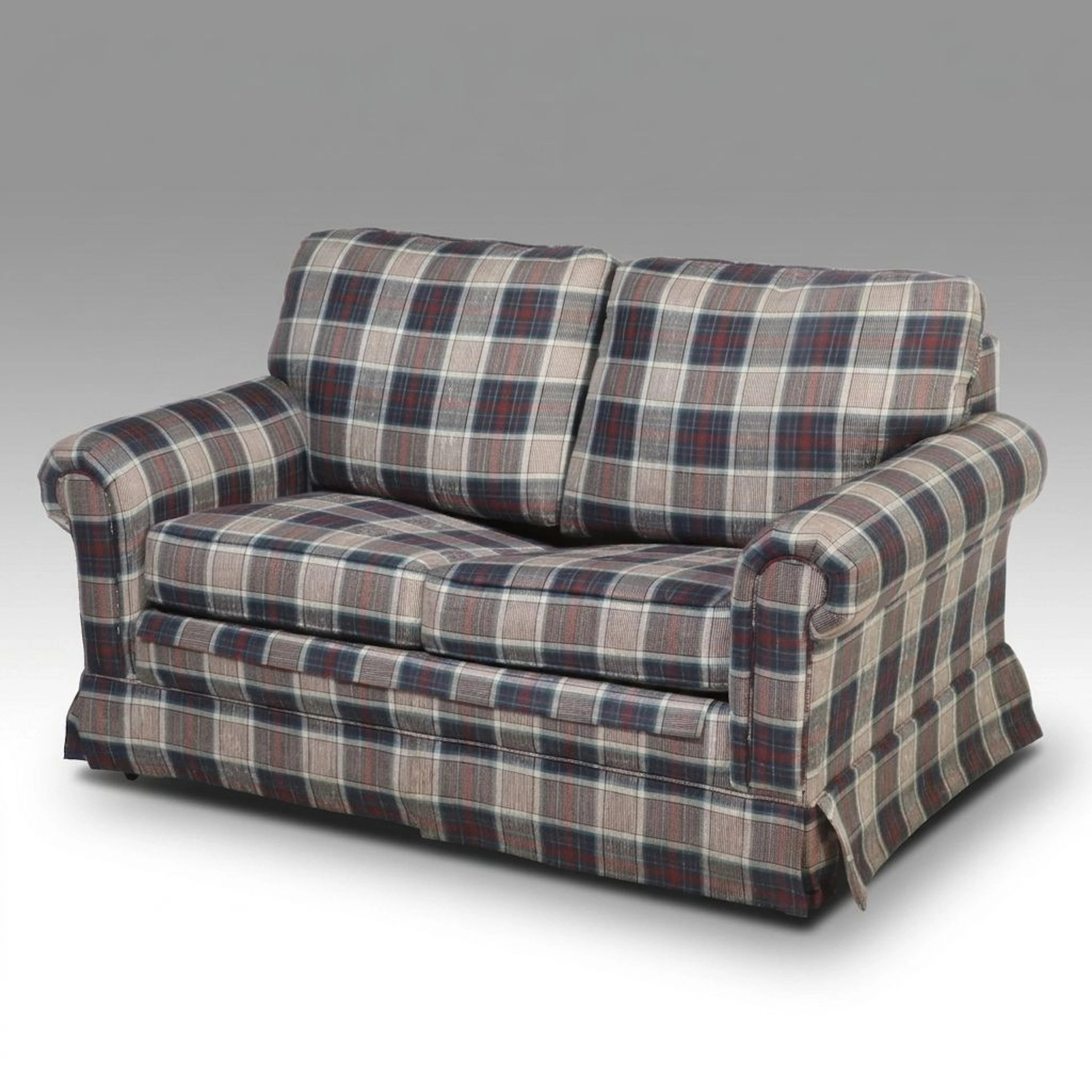 Simmons Upholstered Tartan Americana Sleeper Loveseat, Late 20th-Early 21st C.