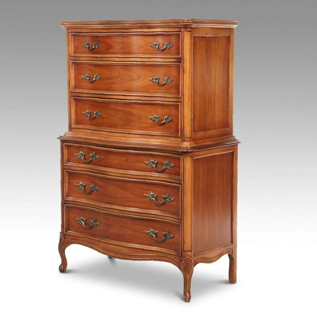 Dixie French Provincial Style Cherry Chest on Chest, Late 20th Century