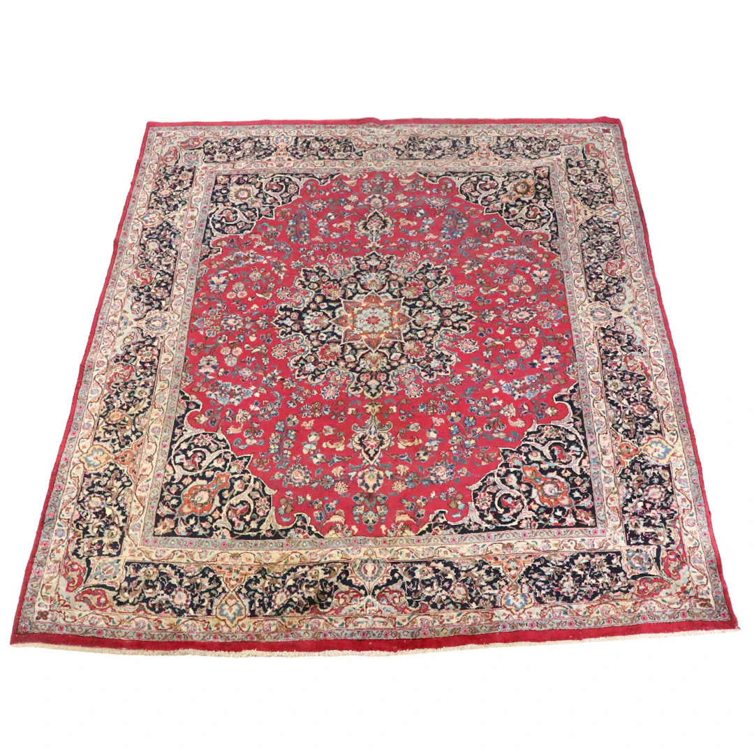 9'6 x 11'5 Hand-Knotted Persian Mashhad Area Rug