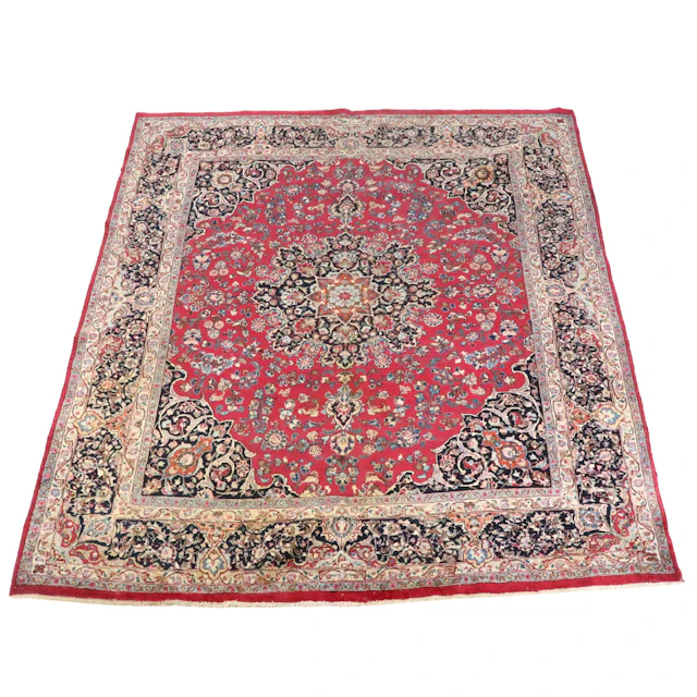 9'6 x 11'5 Hand-Knotted Persian Mashhad Area Rug