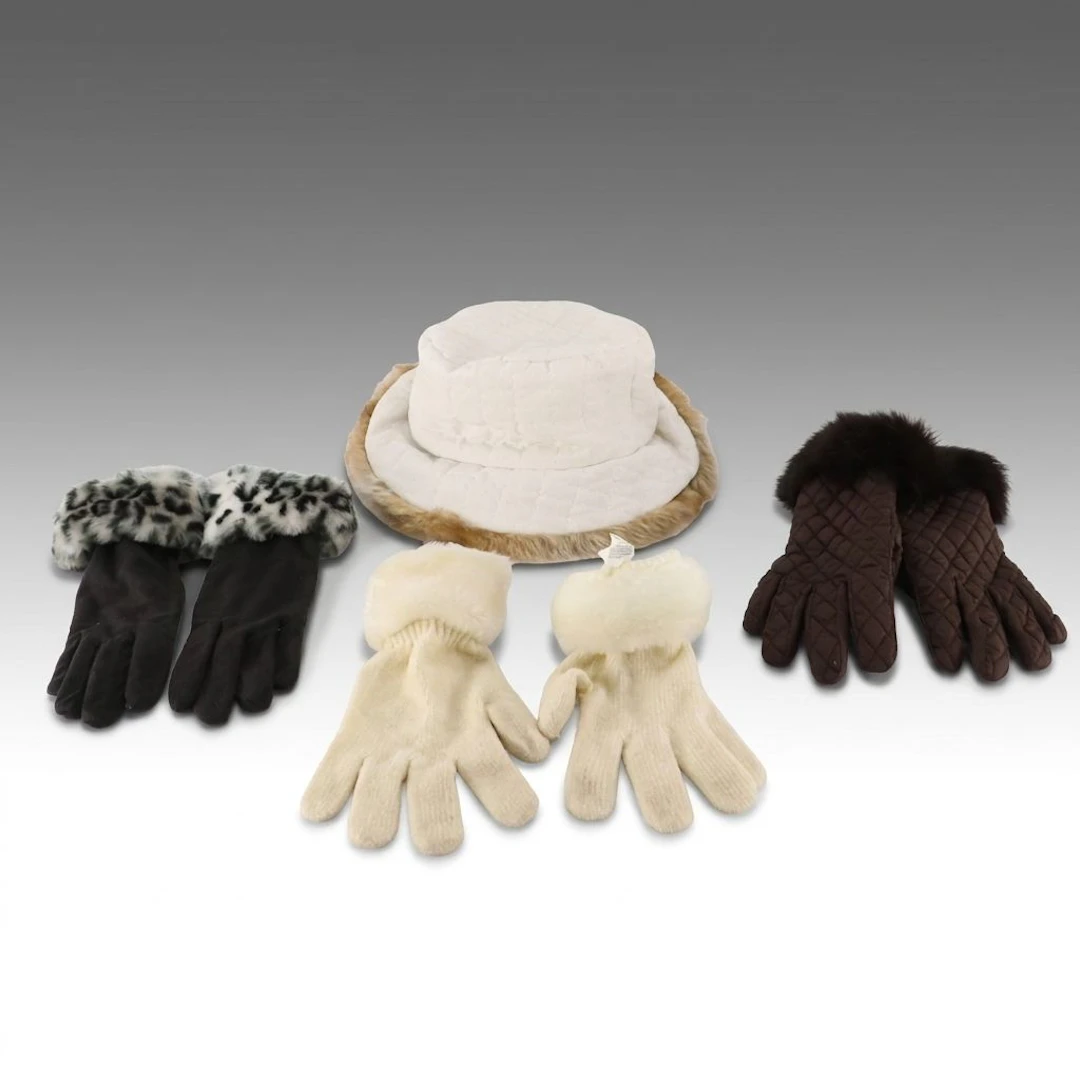 Nine West Quilted Bucket Hat with Preston & York and Other Winter Gloves