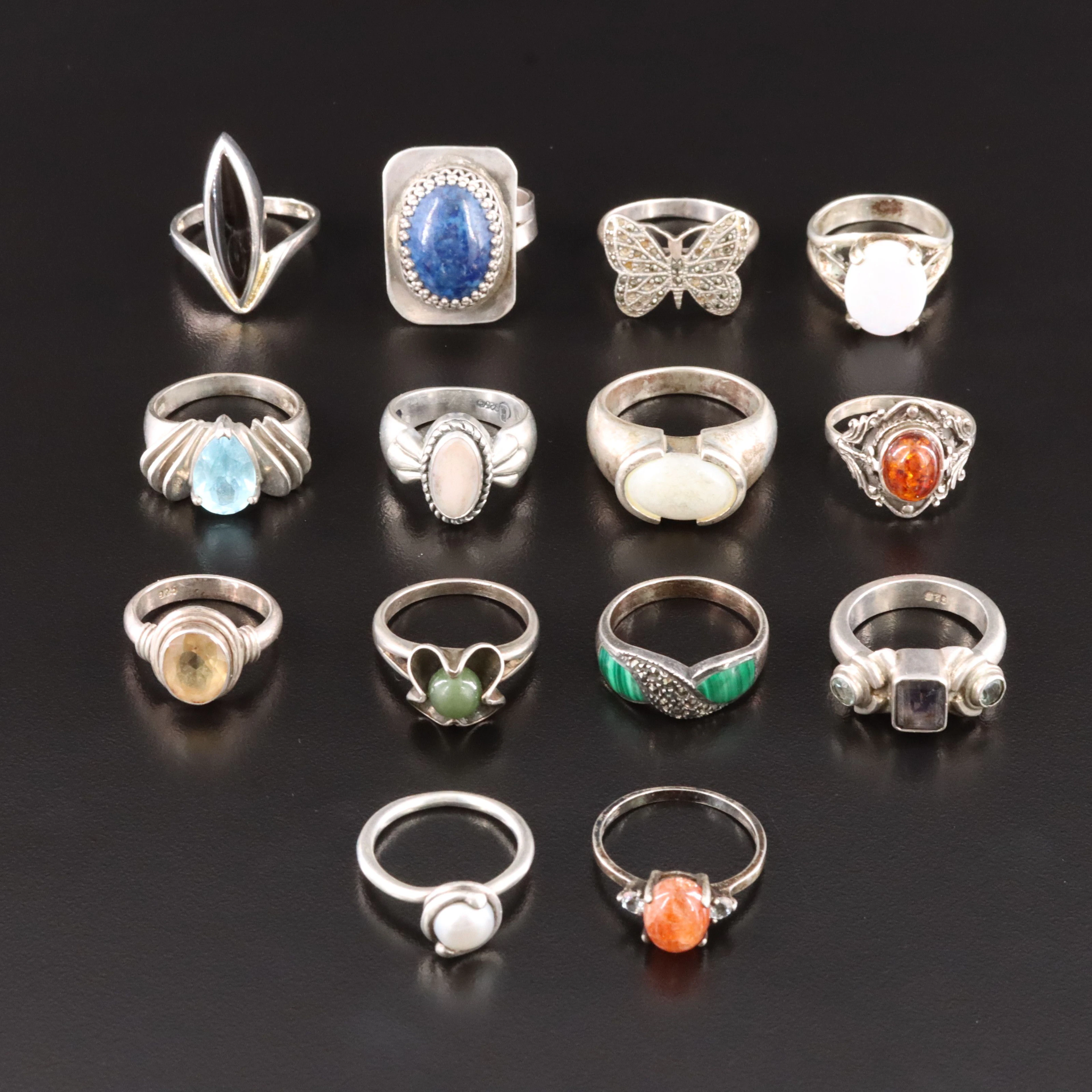 Sunstone, Amber, Topaz and Relios Featured in Sterling Ring Collection