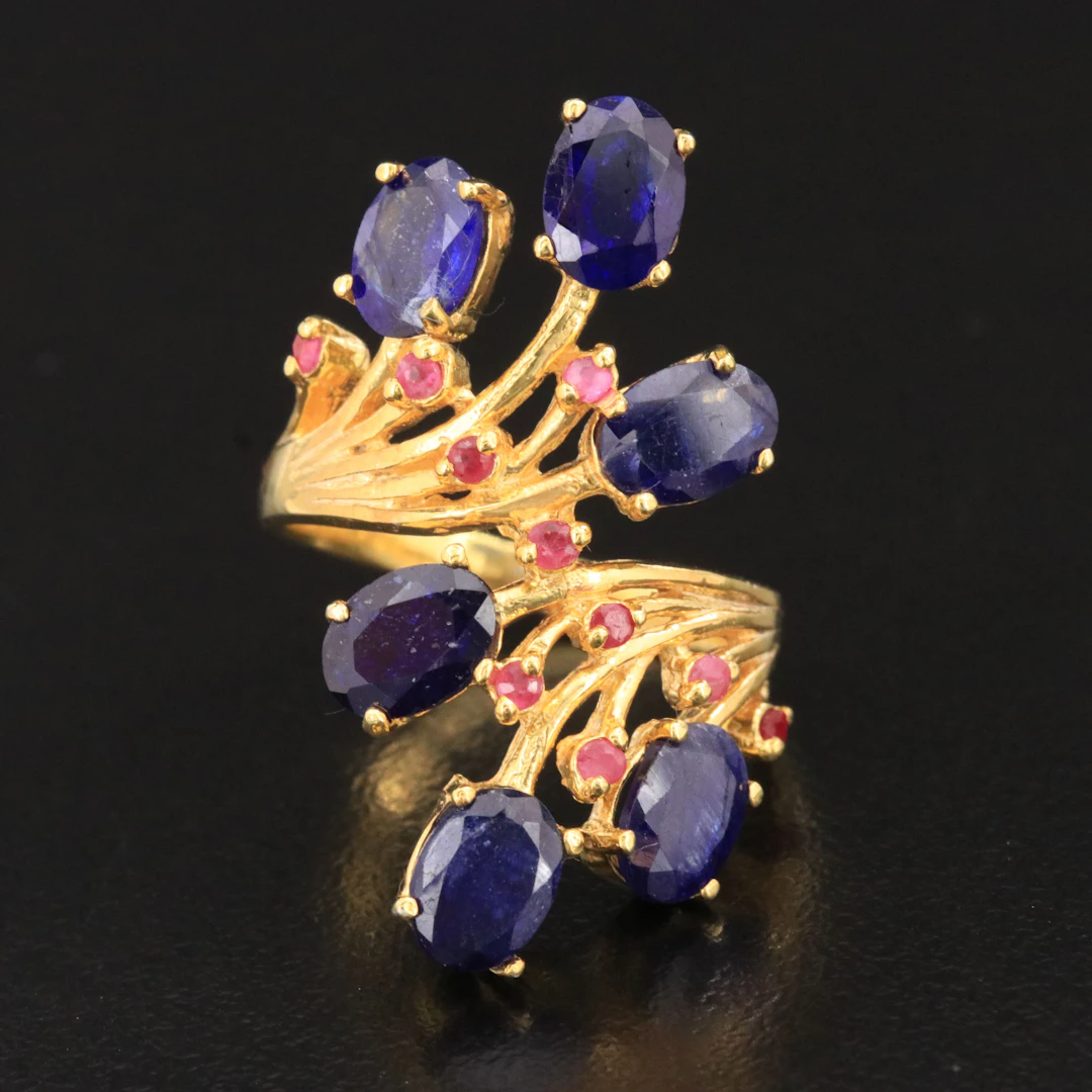 Sterling Filled Corundum Bypass Ring