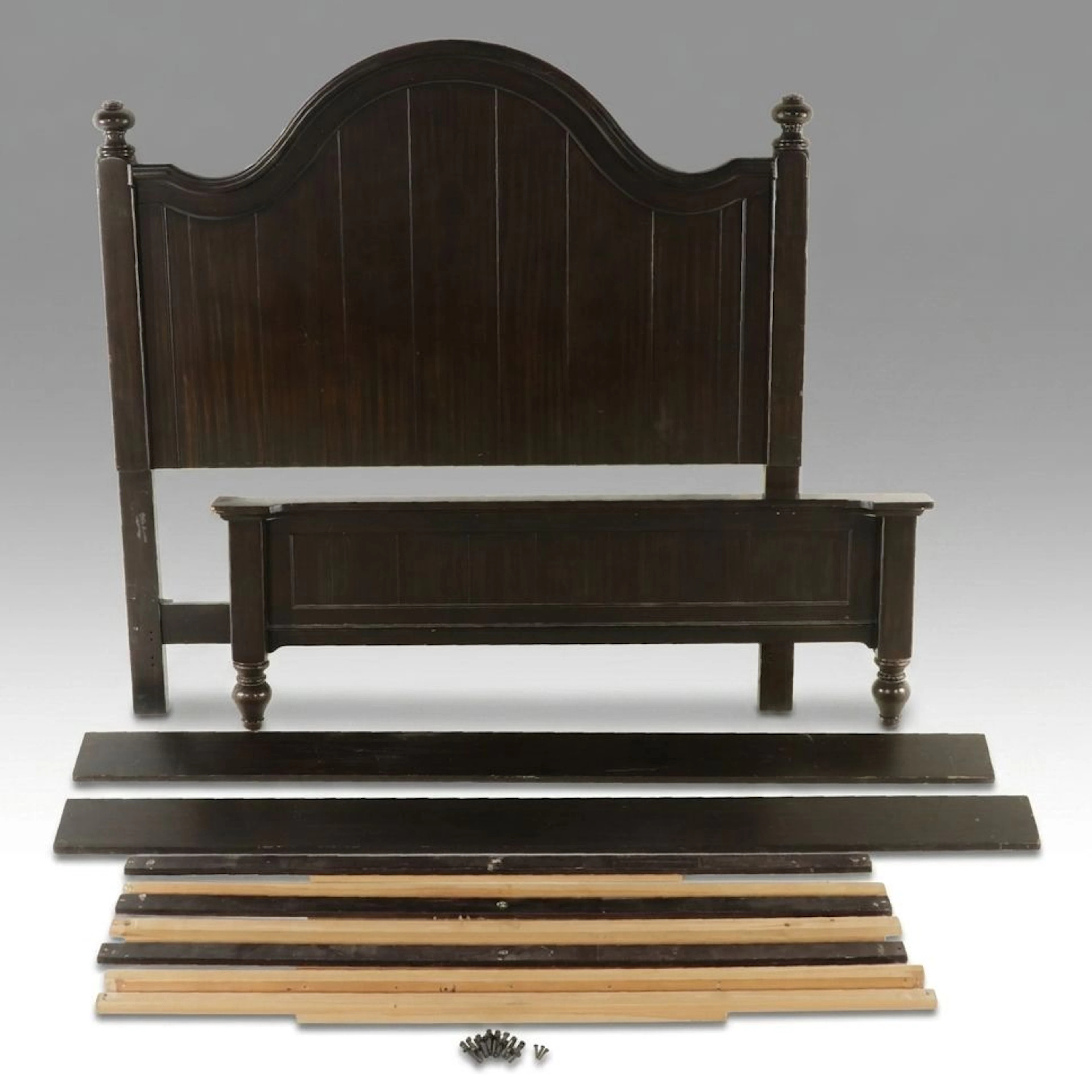 Bassett Furniture Ind. Traditional Style Dark Stained Bed Frame, 21st Century