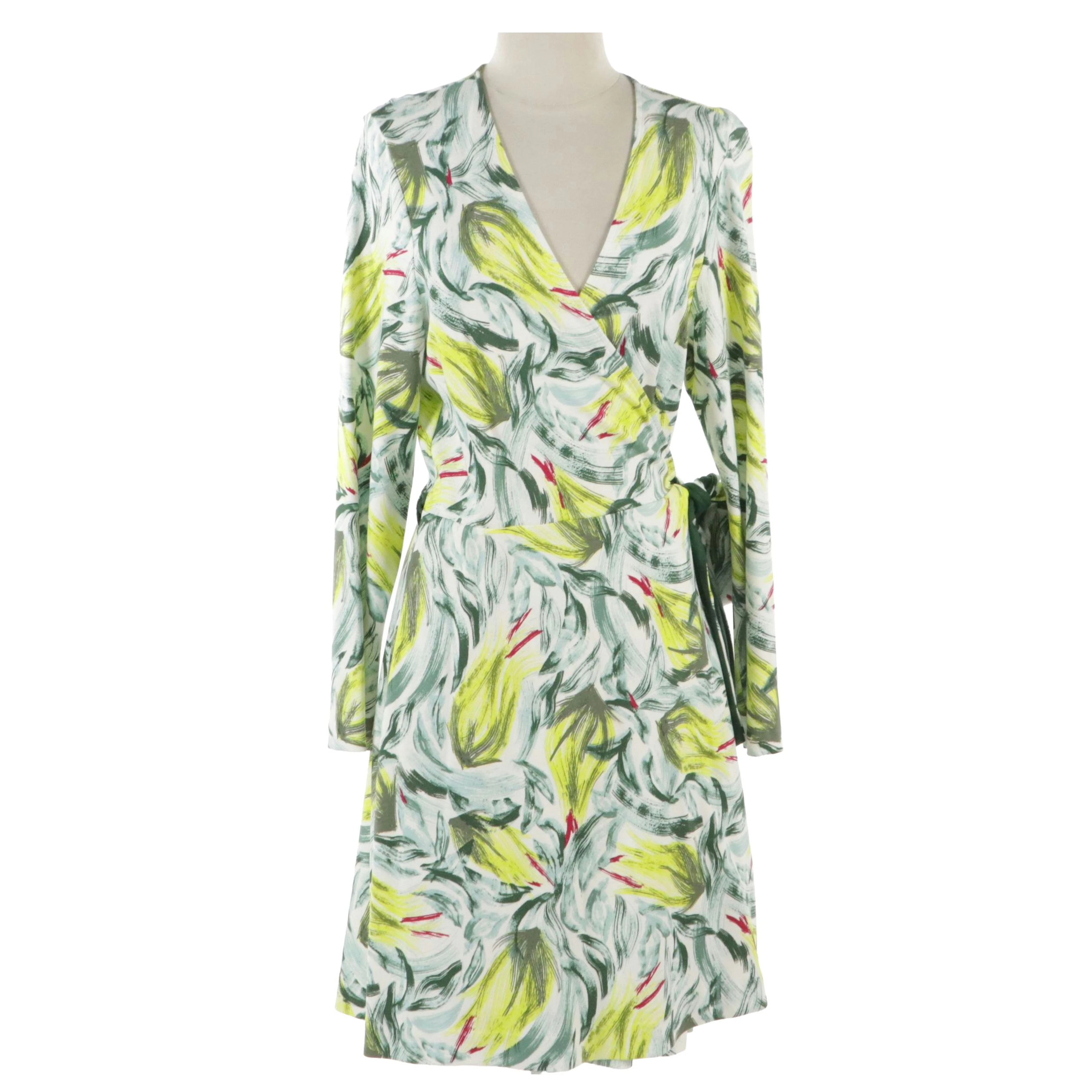 Diane Von Furstenberg Printed Viscose Blend Wrap Dress, New With Tag