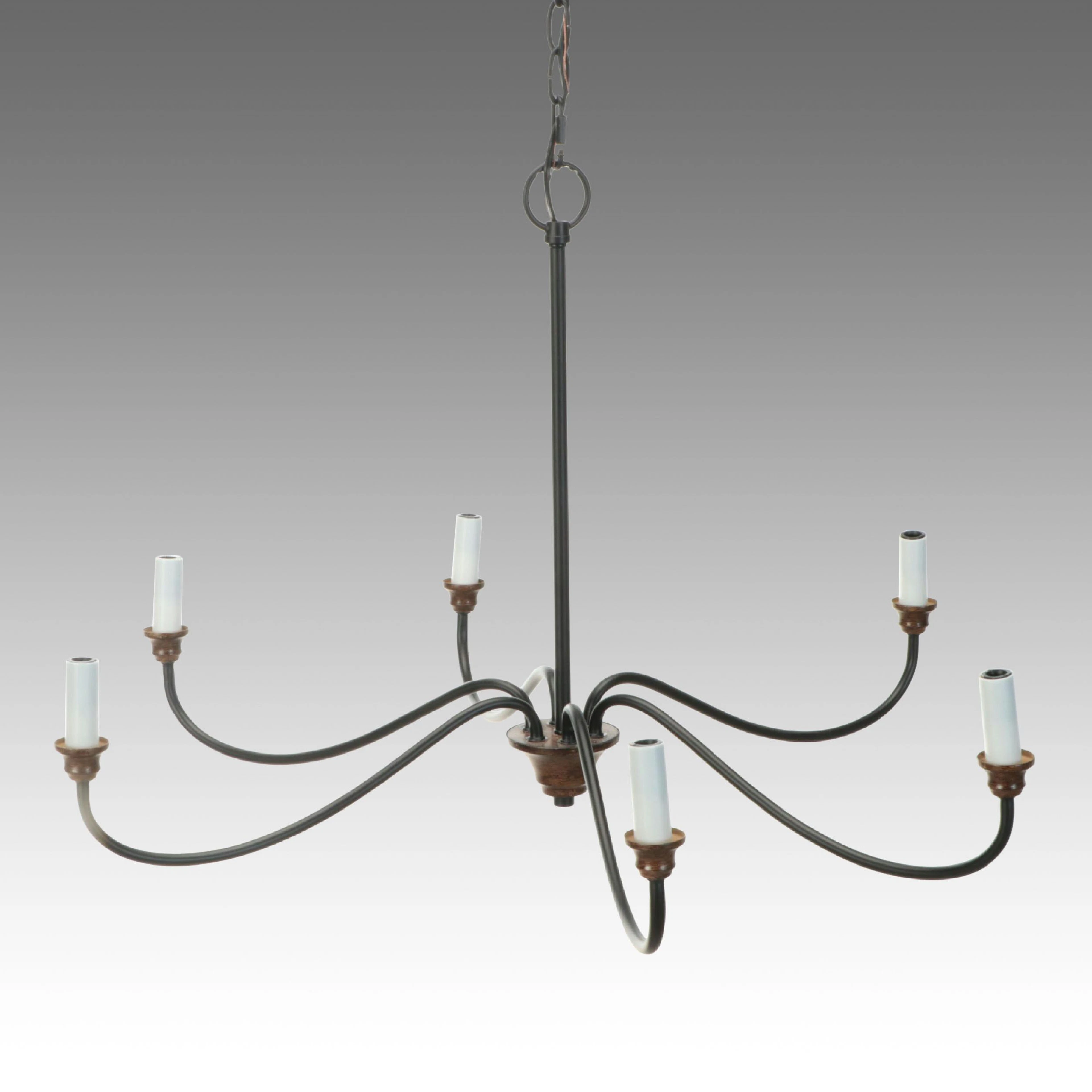 Contemporary Farmhouse Style Six-Arm Chandelier