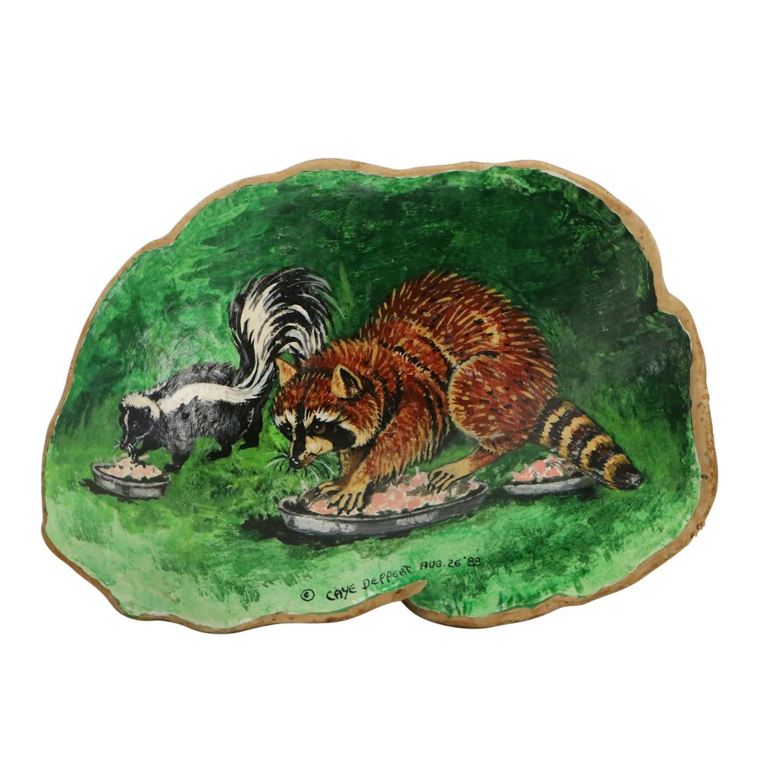Caye Deppert Acrylic Painting on Woody Bracket Fungus, 1988