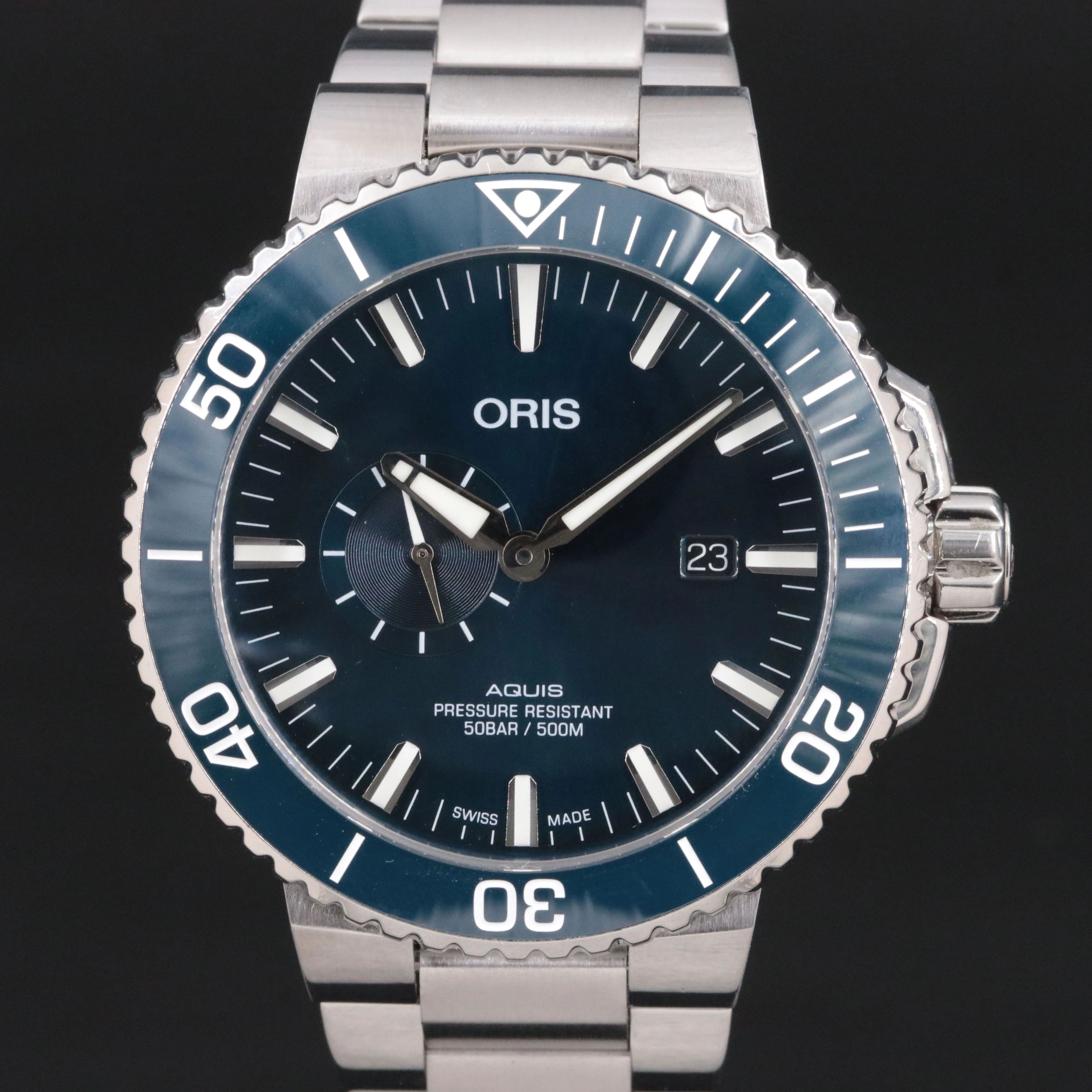 Oris Aquis Small Second Date Blue Ceramic 45.5mm Automatic Watch
