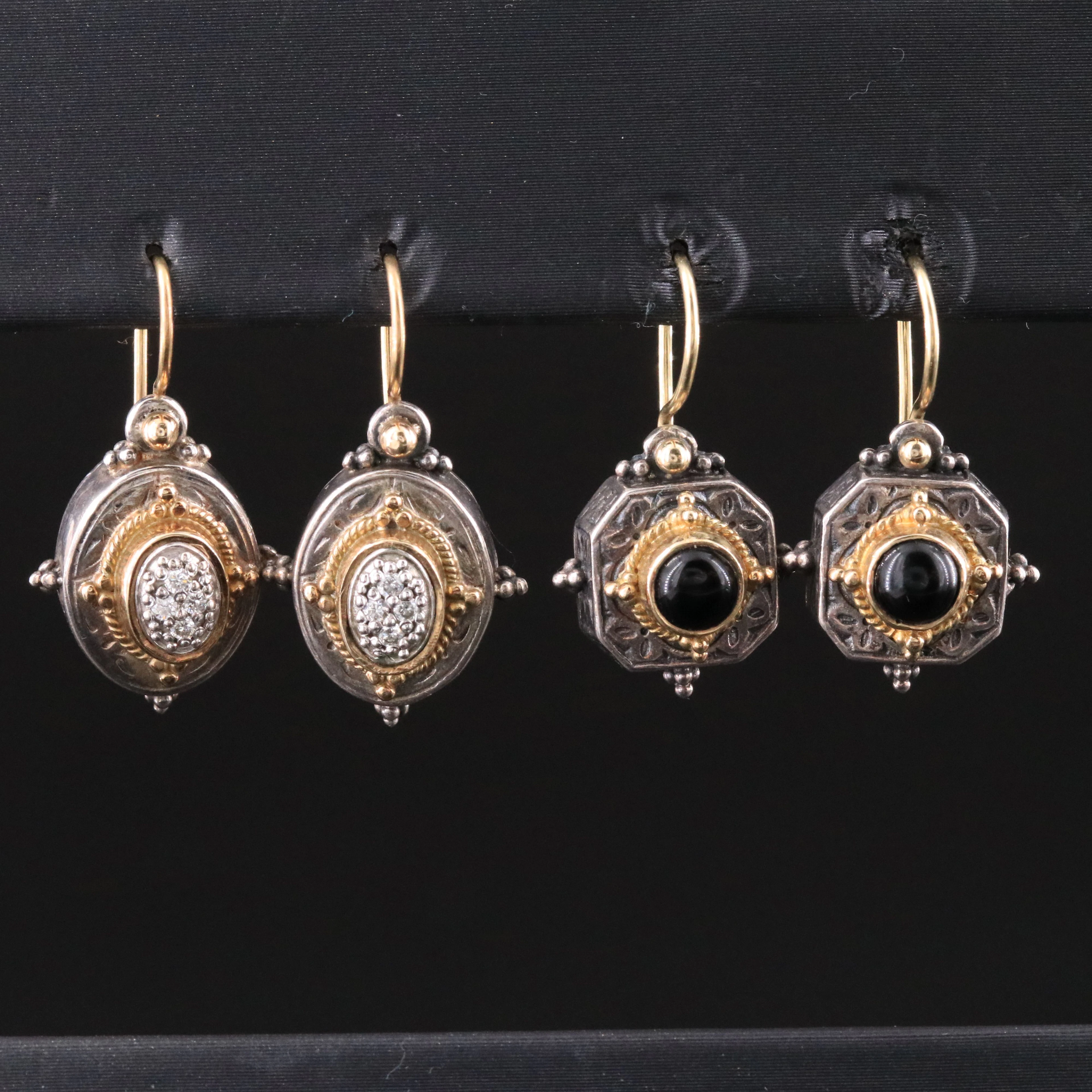 Konstantino Sterling, 18K Diamond and Black Onyx Drop Earring Selection