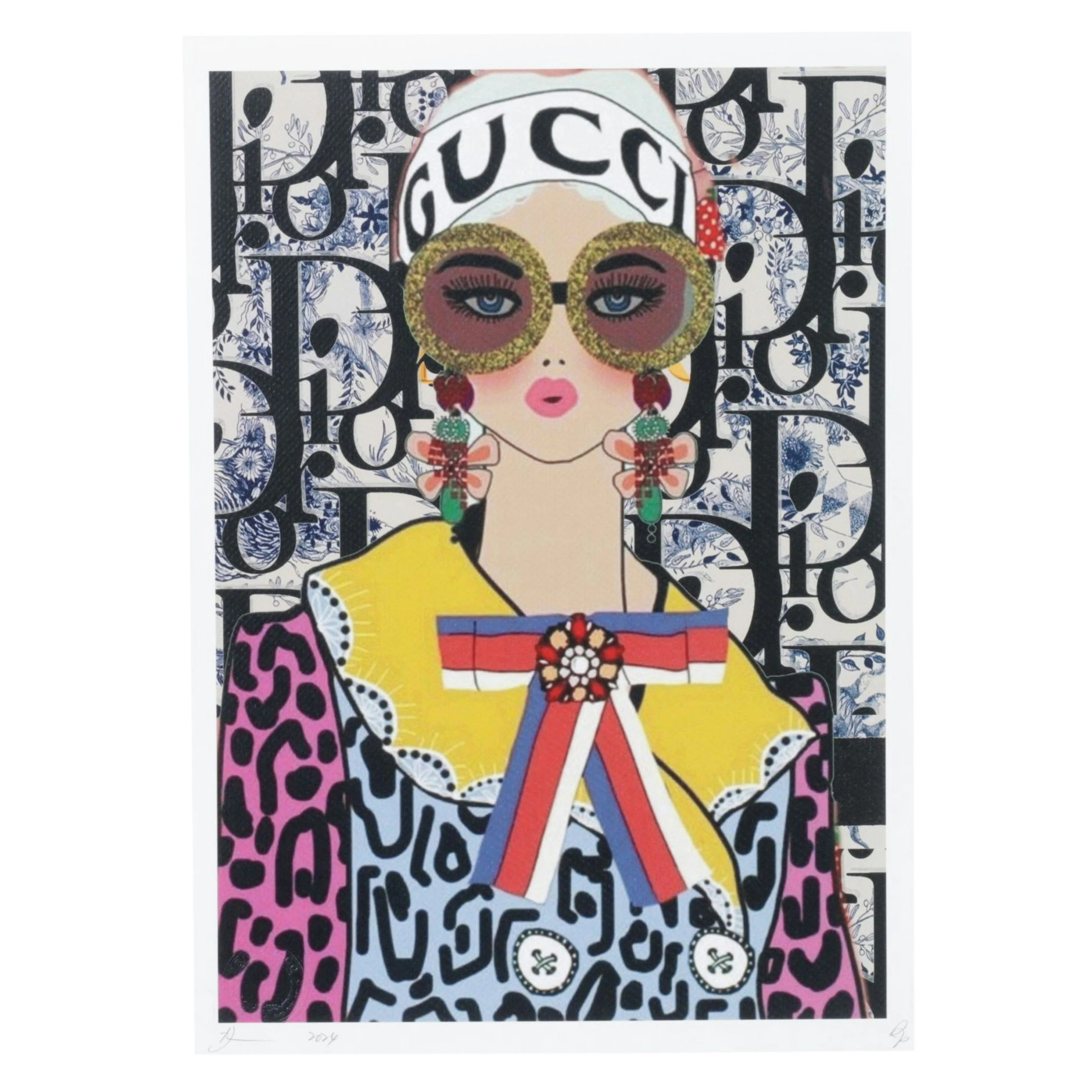 Death NYC Pop Art Digital Print Homage to Gucci and Dior, 2024