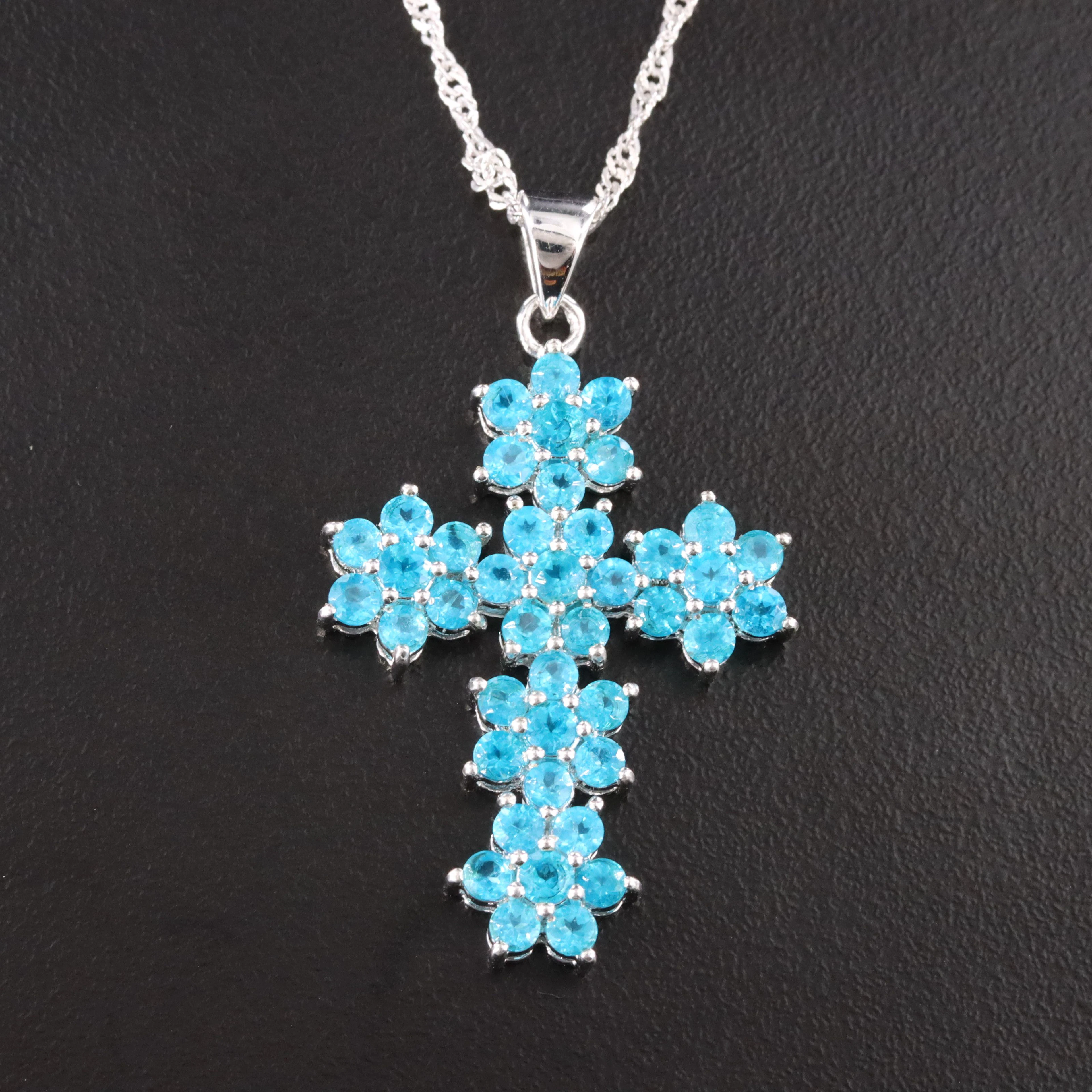 Sterling Apatite Cross Necklace