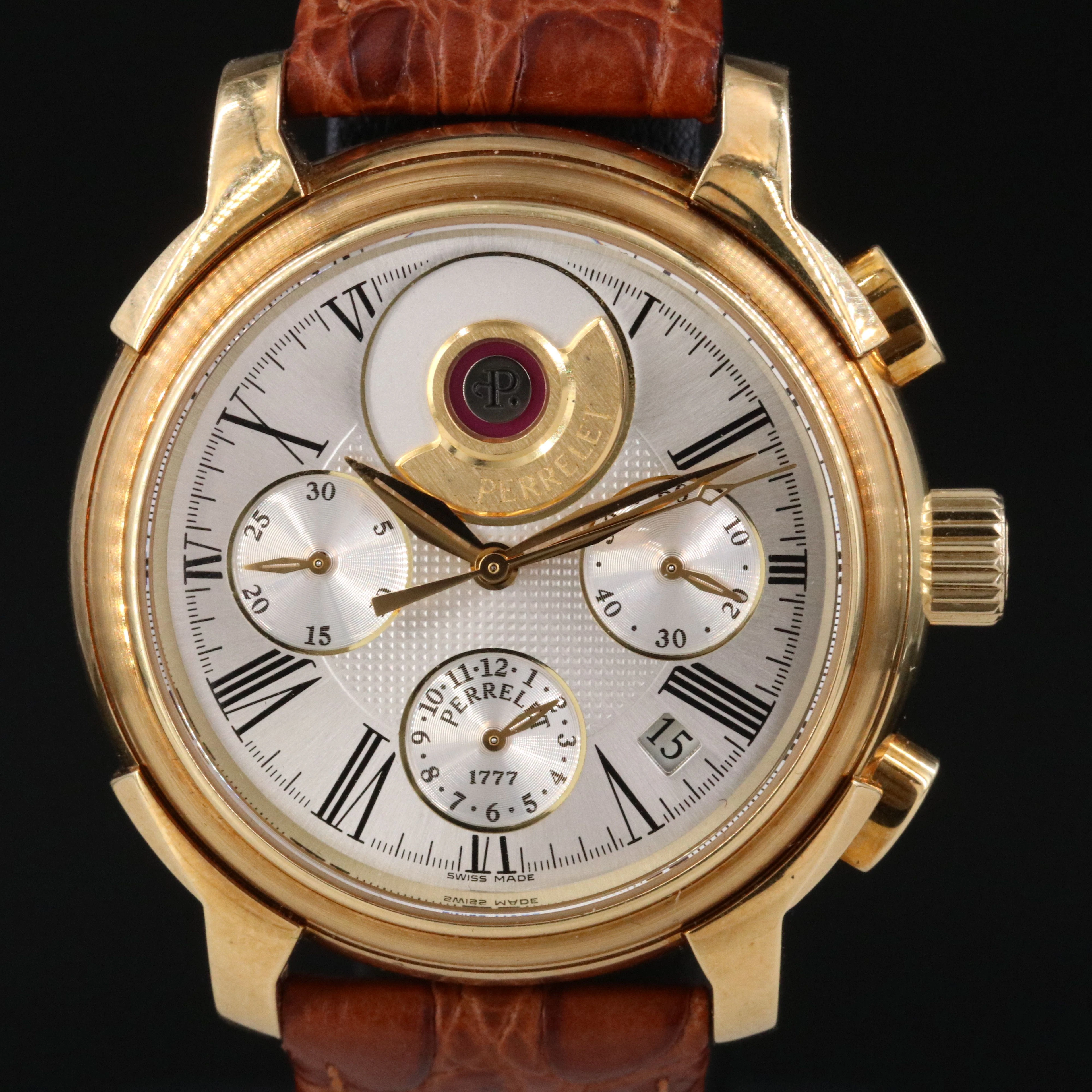 Rare 18K Perrelet Hommage 1834 Double Rotor Chronograph Watch 11/19