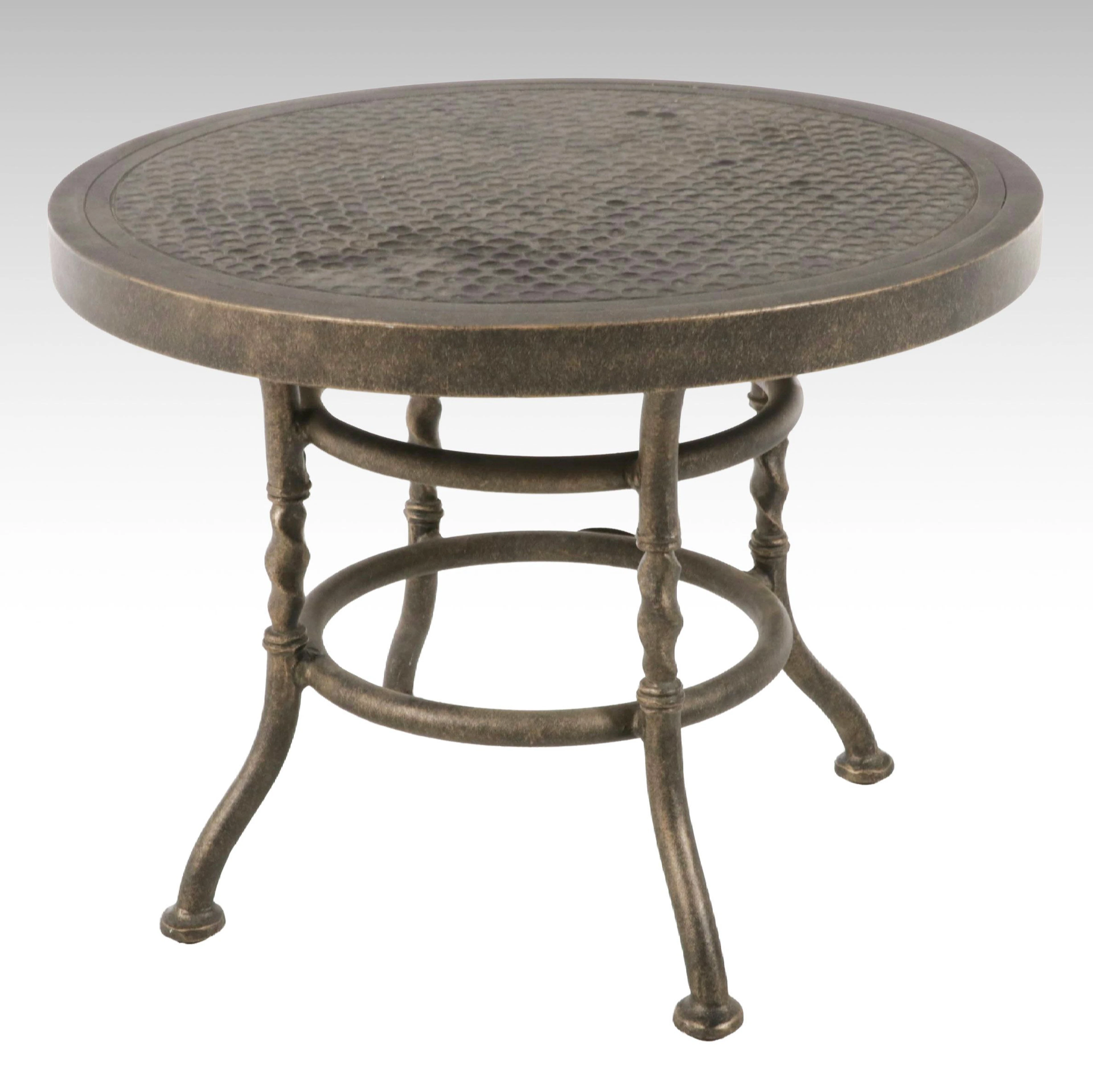 Prestige Italian Oiled Bronze Finish Hammered Metal End Table