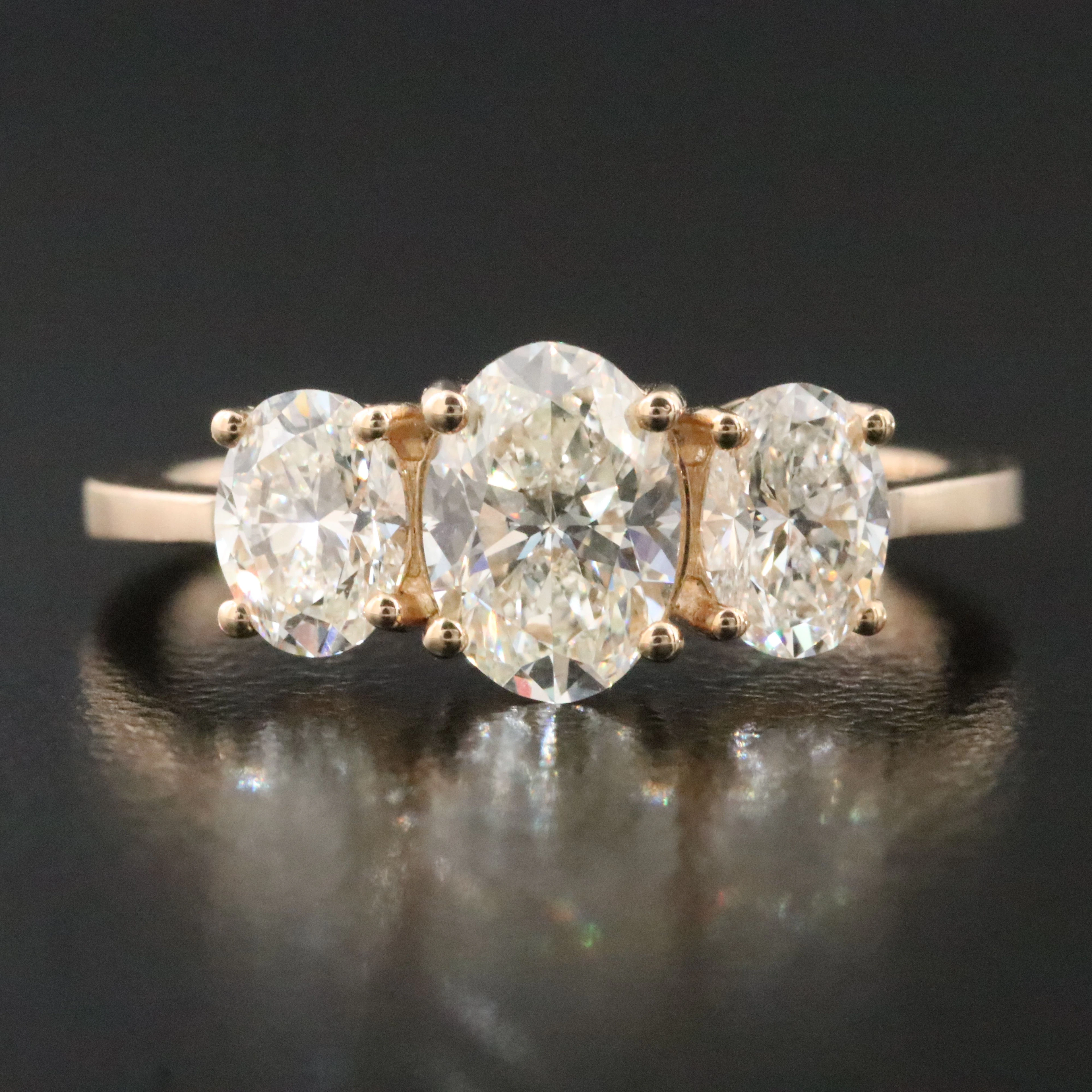 14K 1.70 CTW Diamond Three Stone Ring with GIA Report