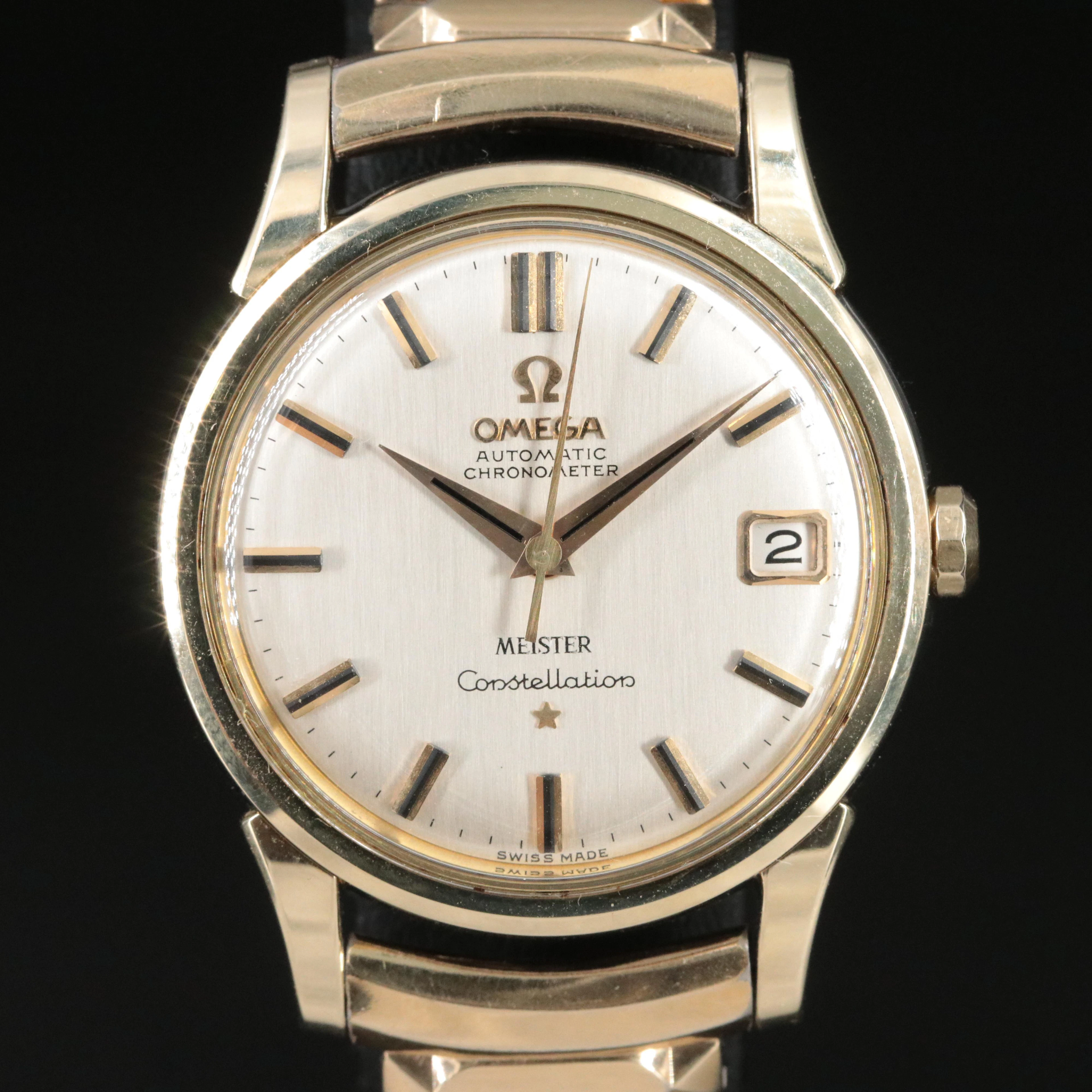 Vintage Omega Constellation 18K Gold Cap Stainless Steel Meister Watch