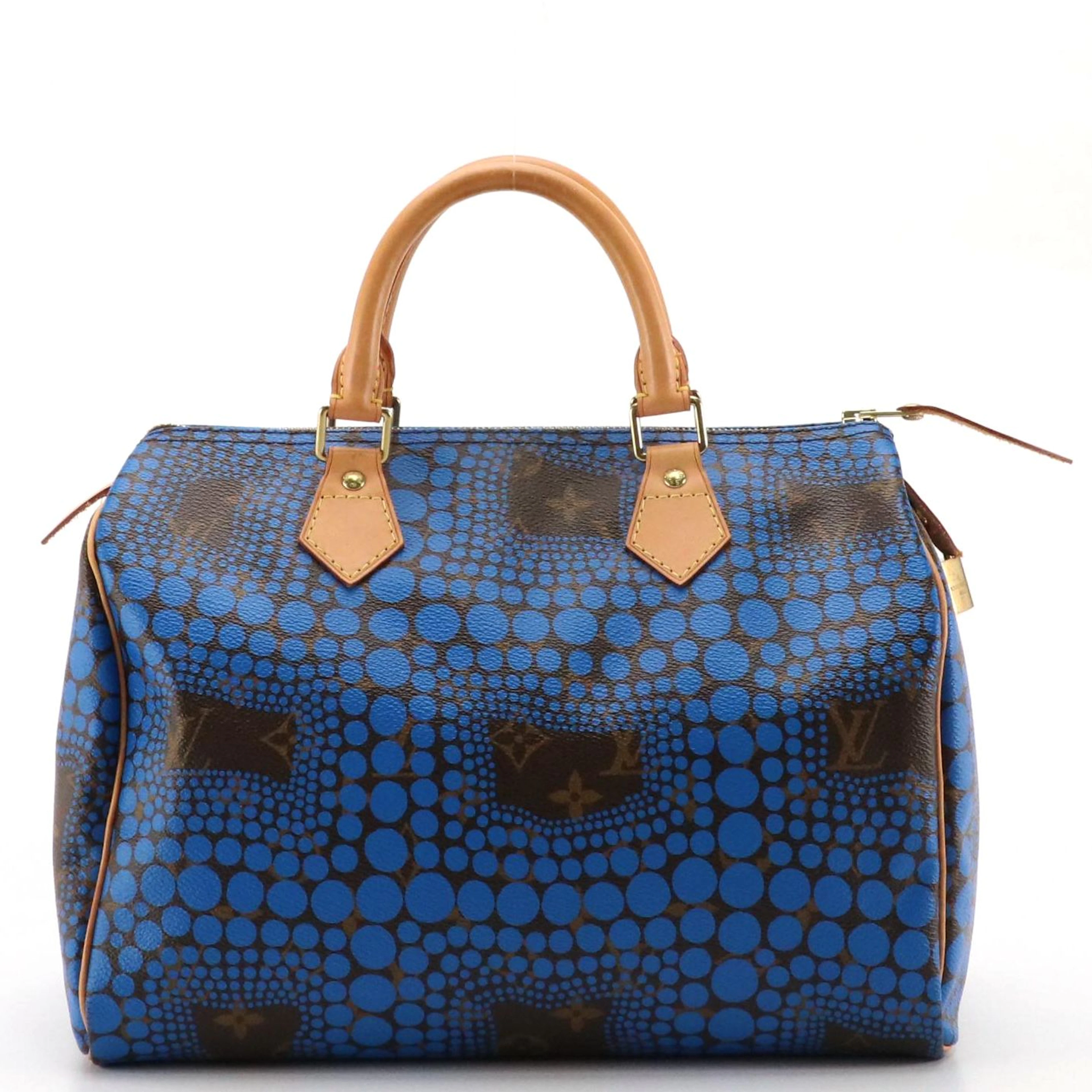 Louis Vuitton x Yayoi Kusama Monogram Town Speedy 30 with Vachetta Leather Trim