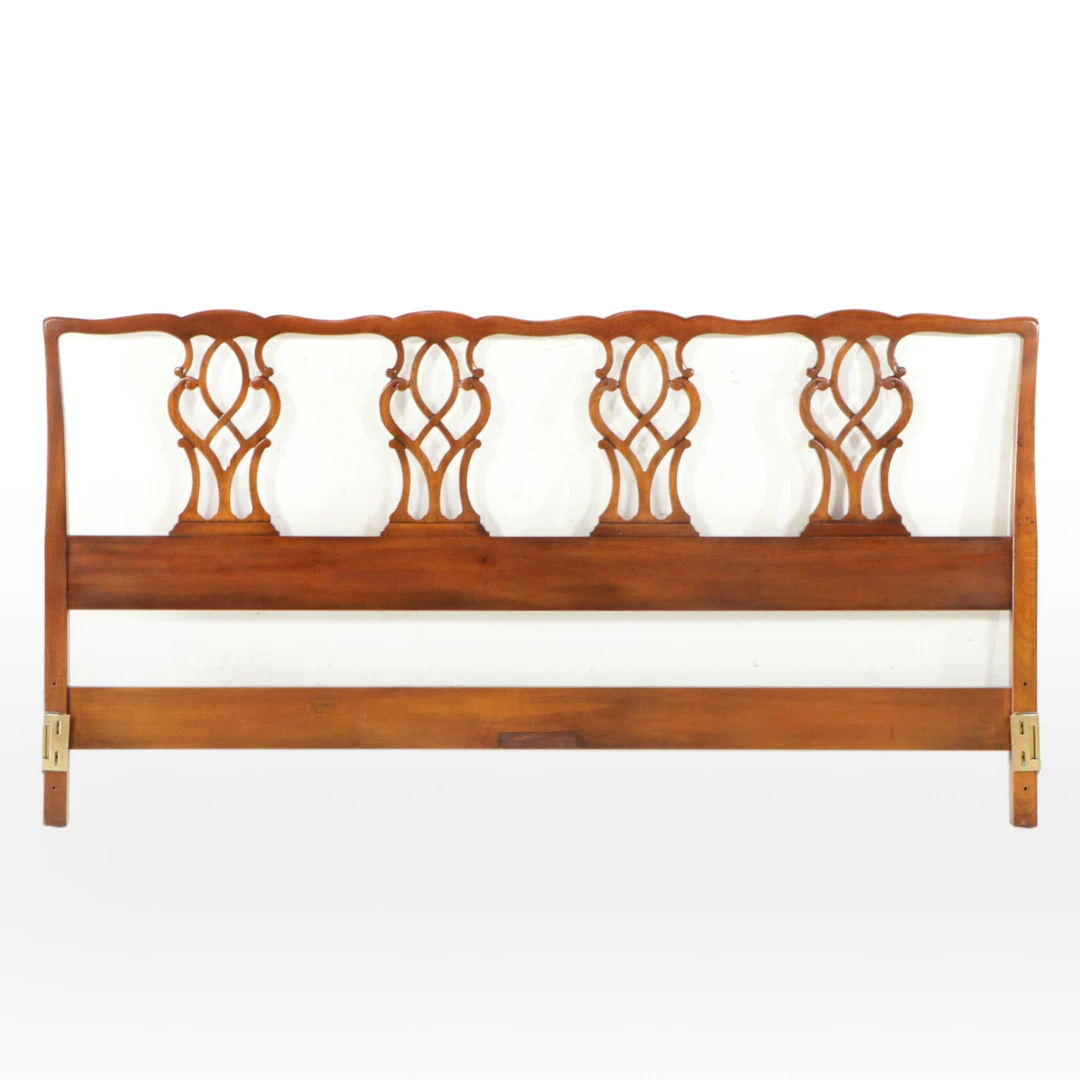 Chippendale Style Mahogany King Size Headboard, Mid to Late 20th Century
