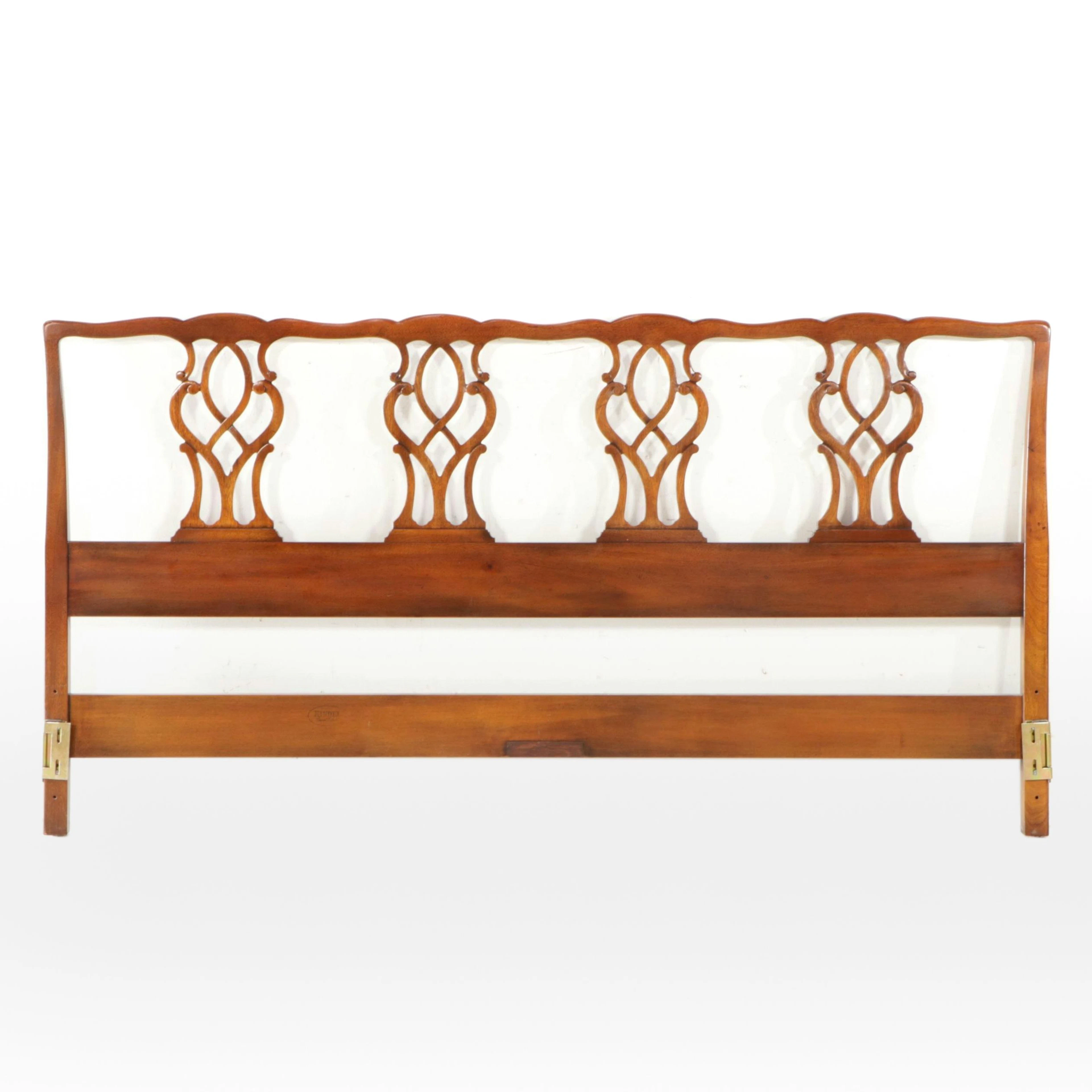 Chippendale Style Mahogany King Size Headboard, Mid to Late 20th Century