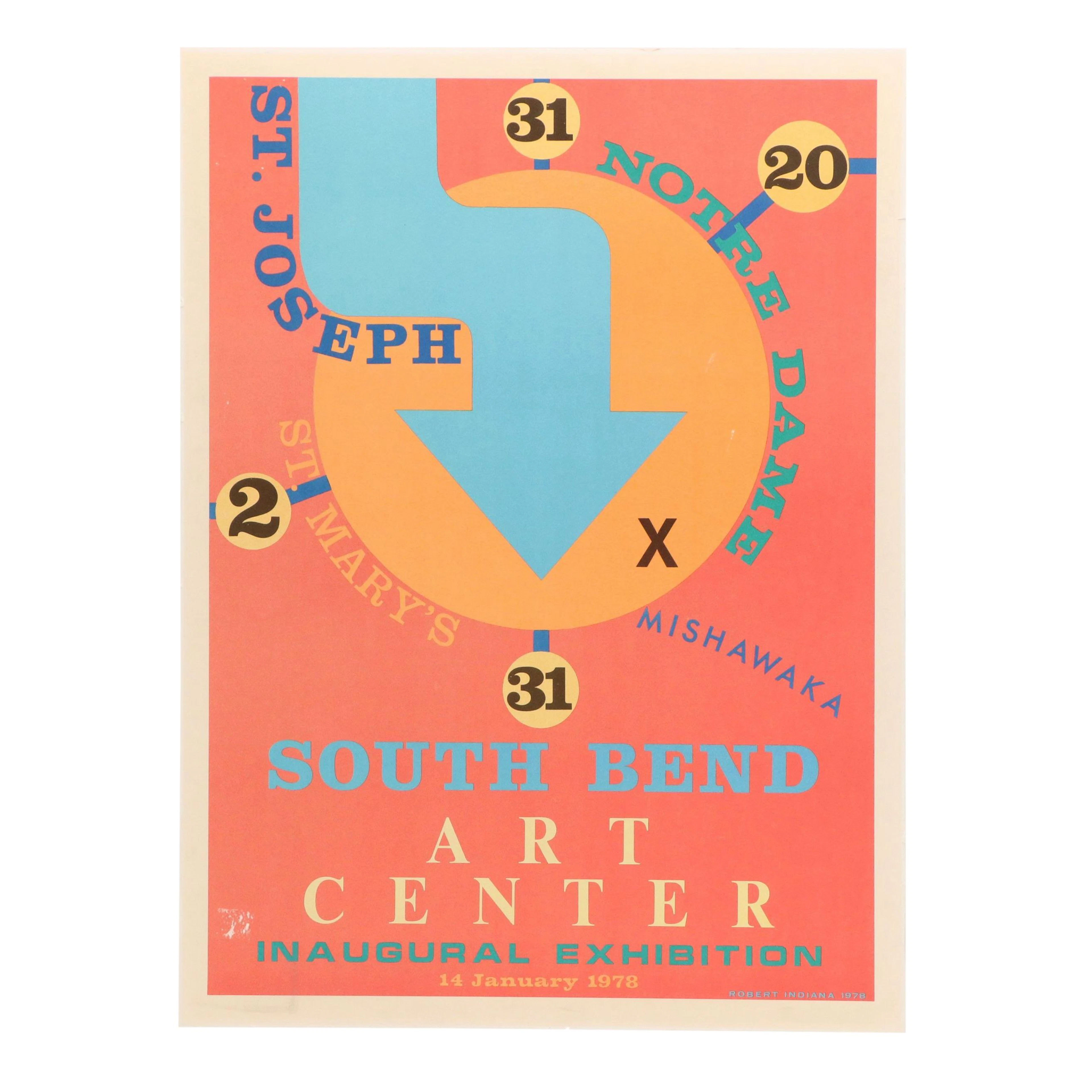 Robert Indiana Color Lithograph Poster "South Bend," 1978