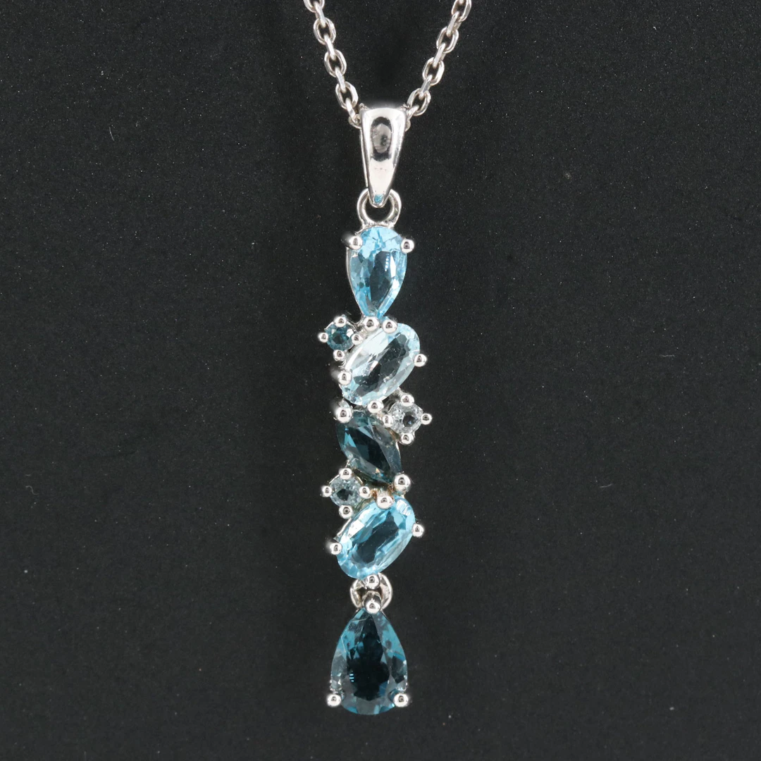 Sterling Blue Topaz Pendant Necklace