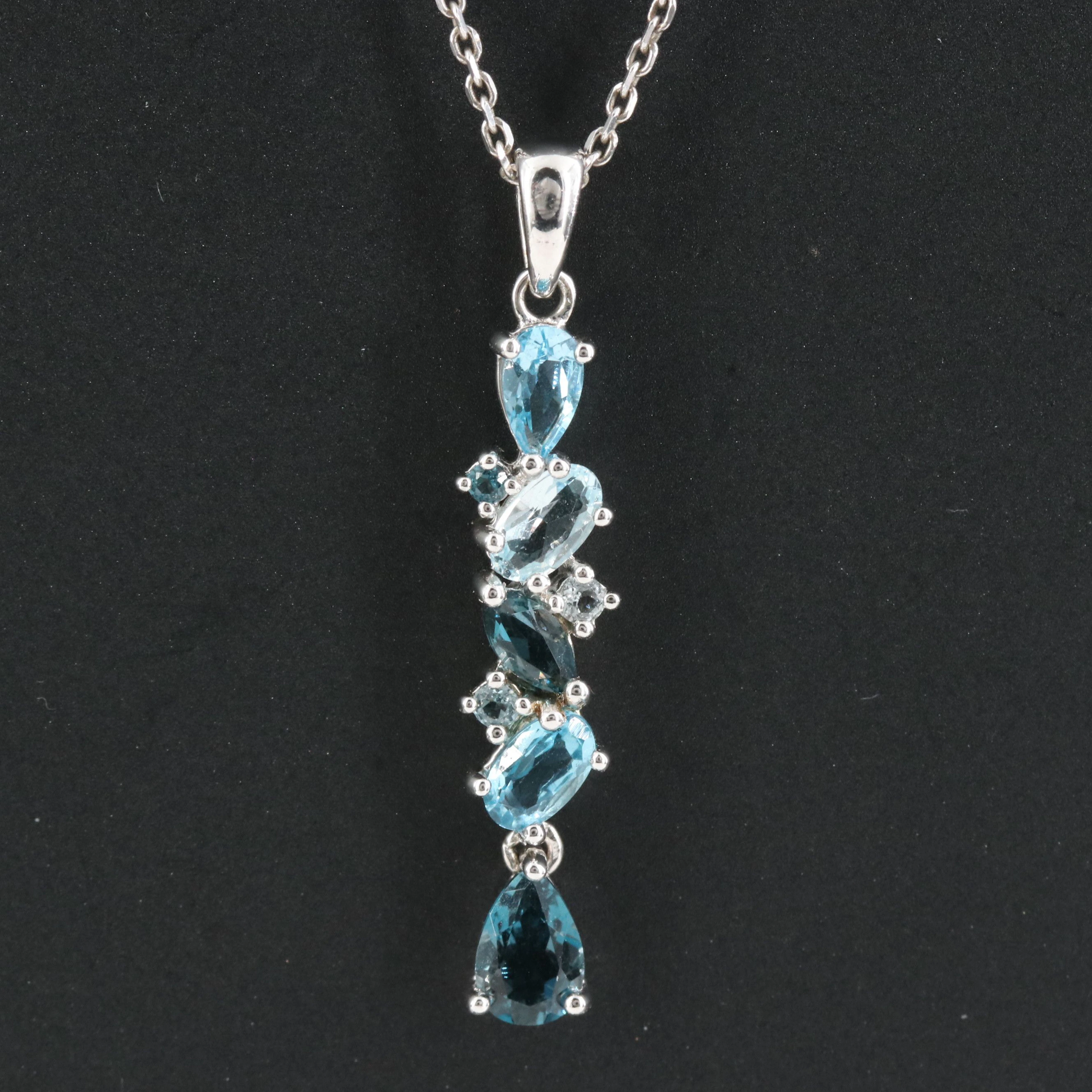 Sterling Blue Topaz Pendant Necklace