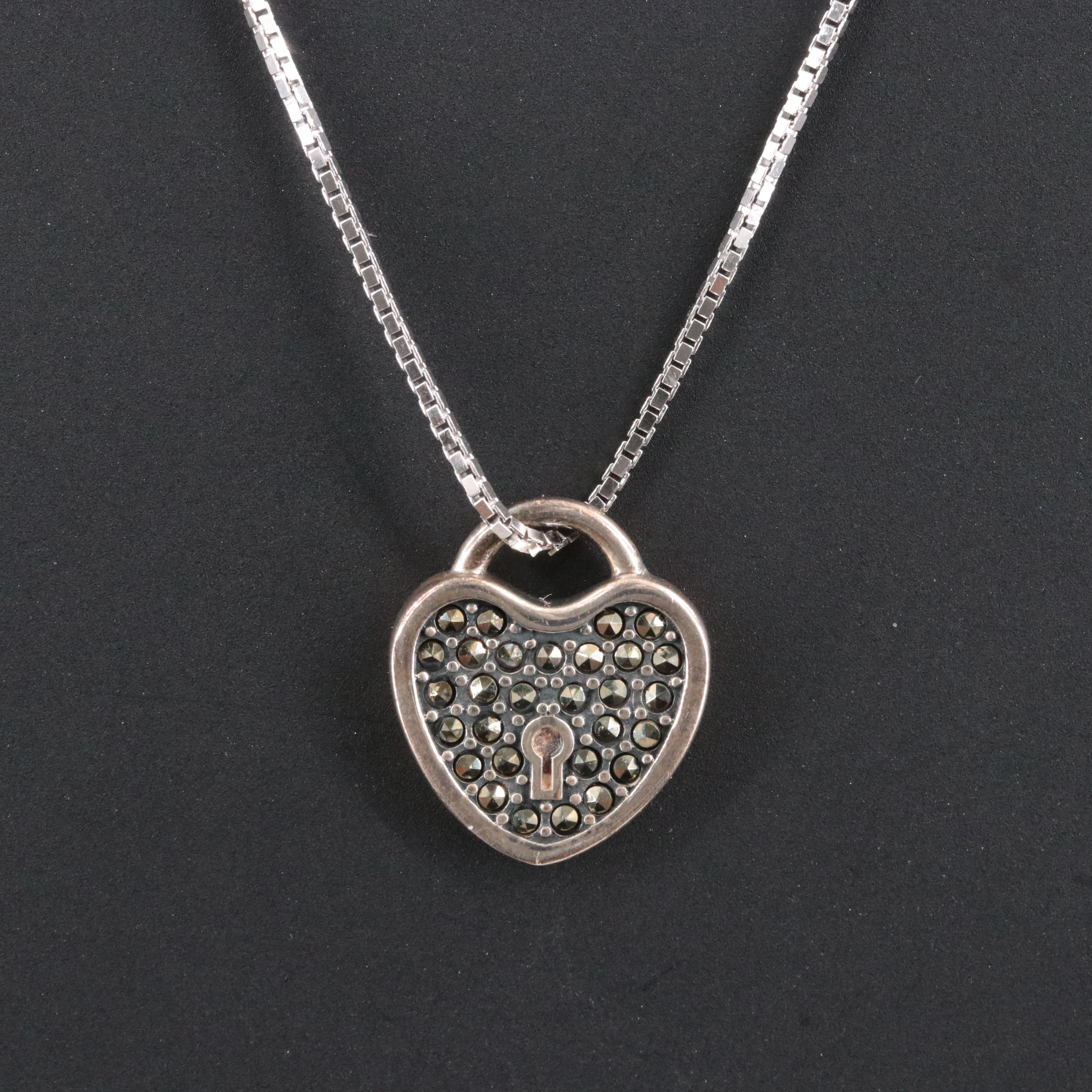 Judith Jack Sterling Marcasite and Mother-of-Pearl Reversible Pendant Necklace