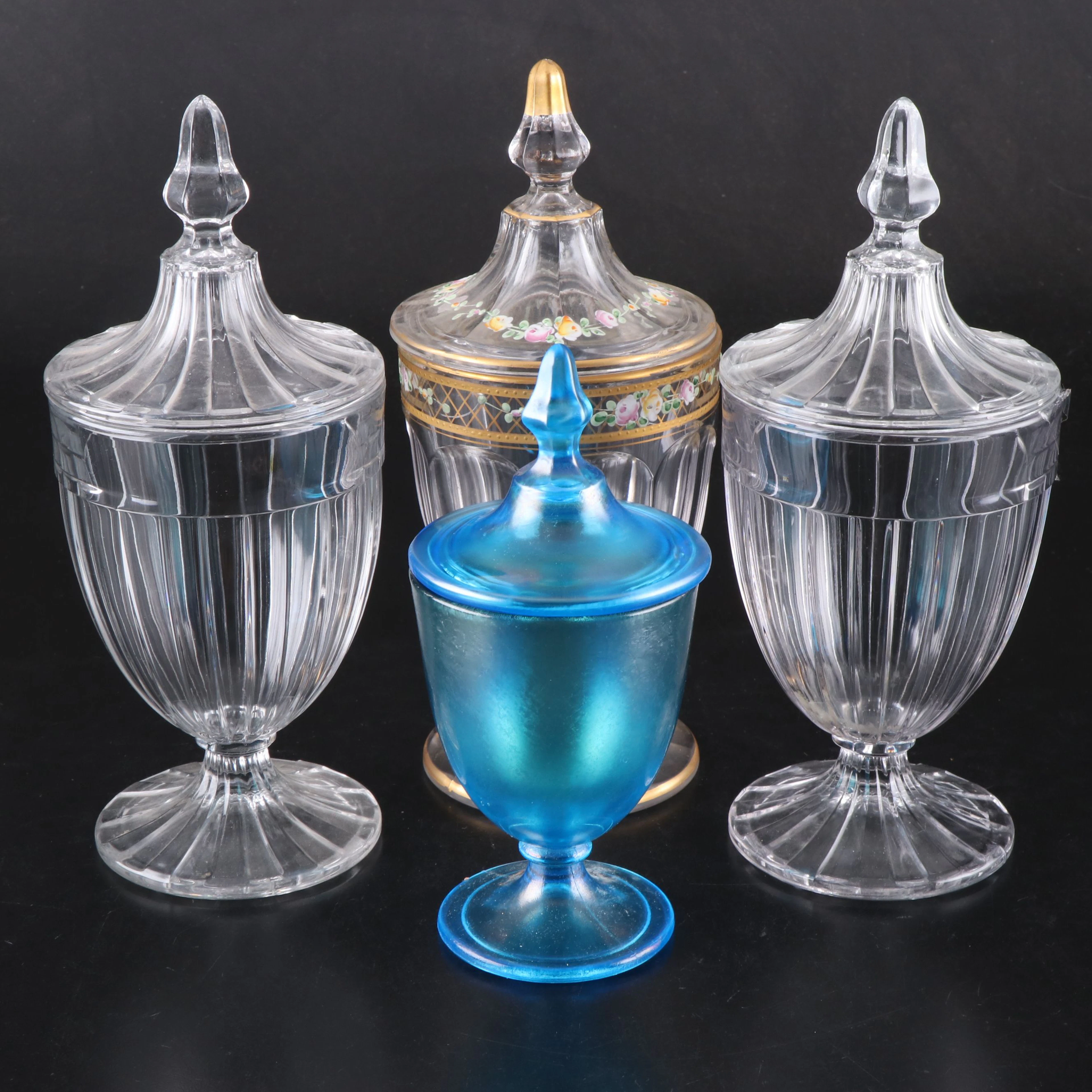 Heisey Glass Candy Jars with Other Decorative Dishes