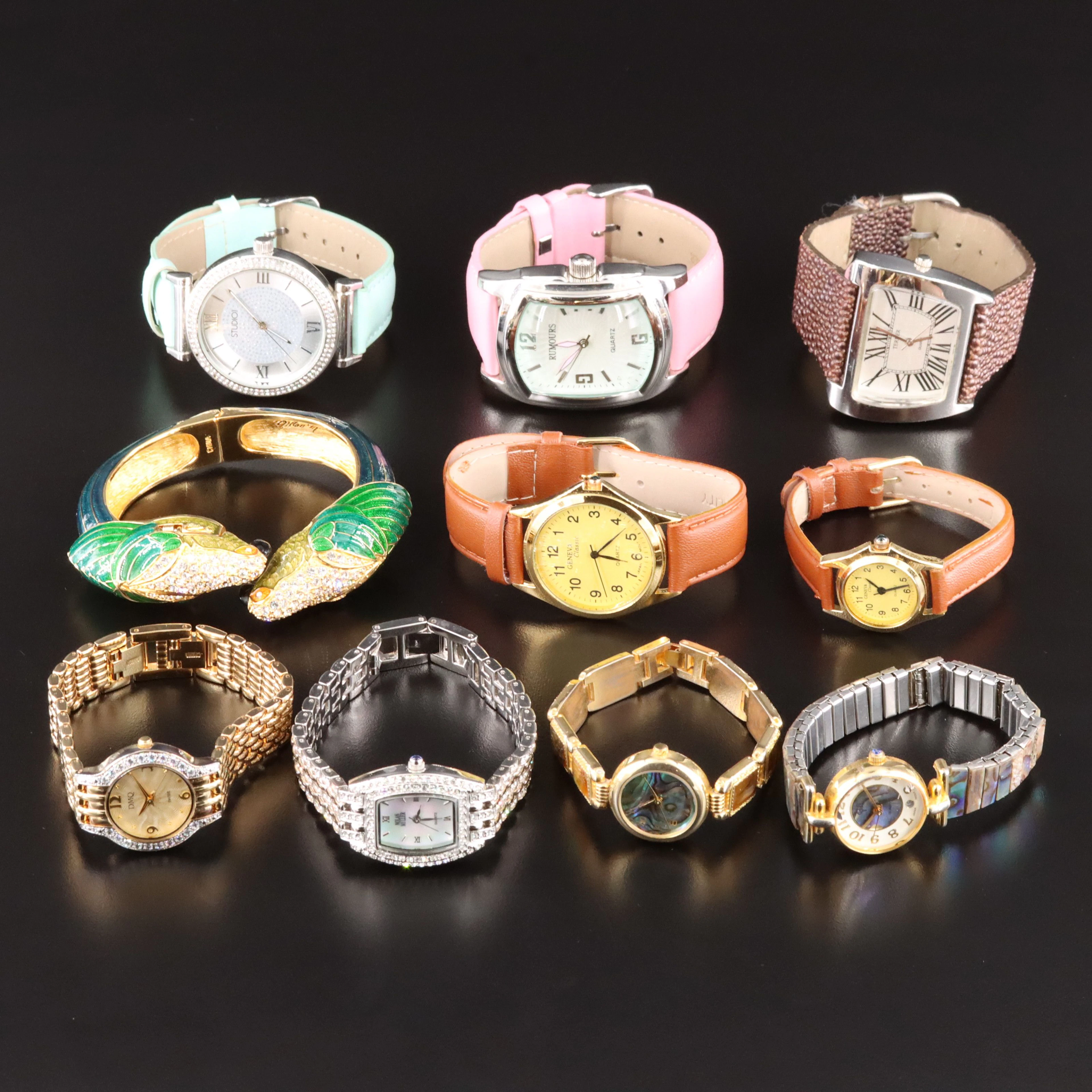 Collection of Quartz Classic and Dress Watches Featuring Geneva and Gitano