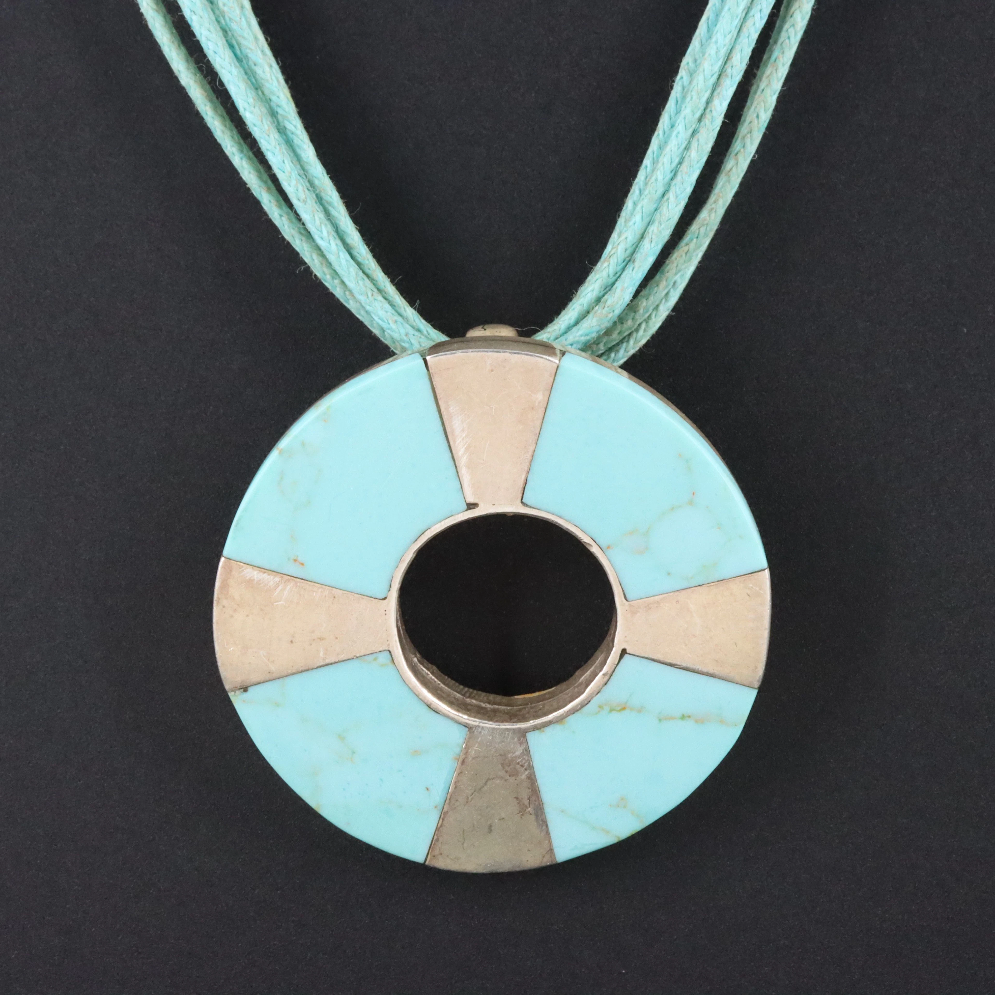 Sterling Turquoise Six Strand Cord Necklace