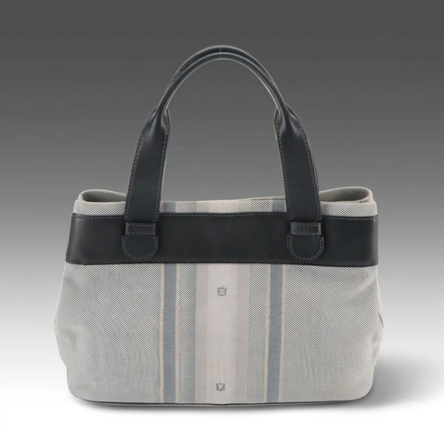 Loewe Handbag in Logo Jacquard Toile and Black Leather