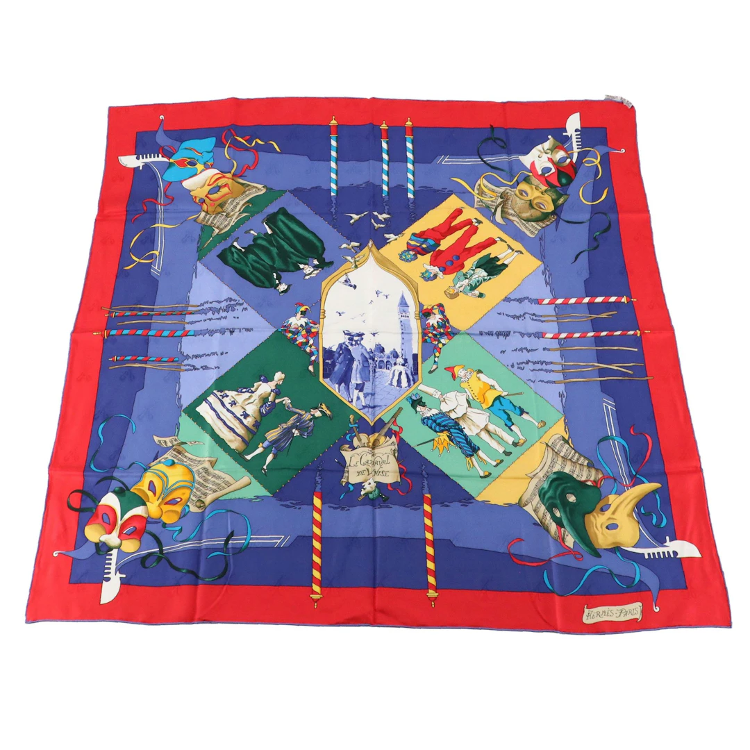 Hermès "Le Carnaval de Venice" Silk Jacquard Scarf 90
