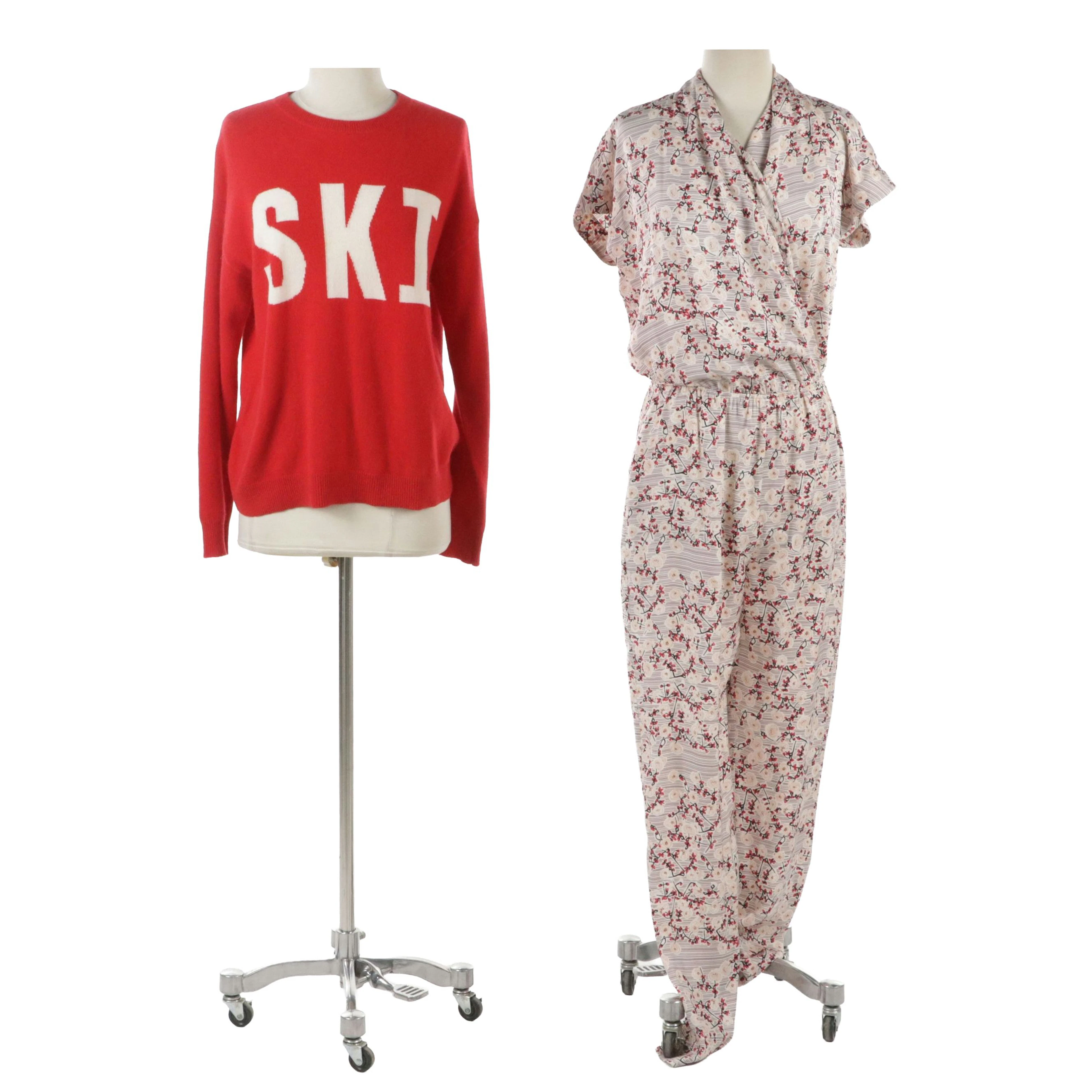 Tucker Printed Short Sleeve Jumpsuit and Catherine Malandrino "Ski" Sweater