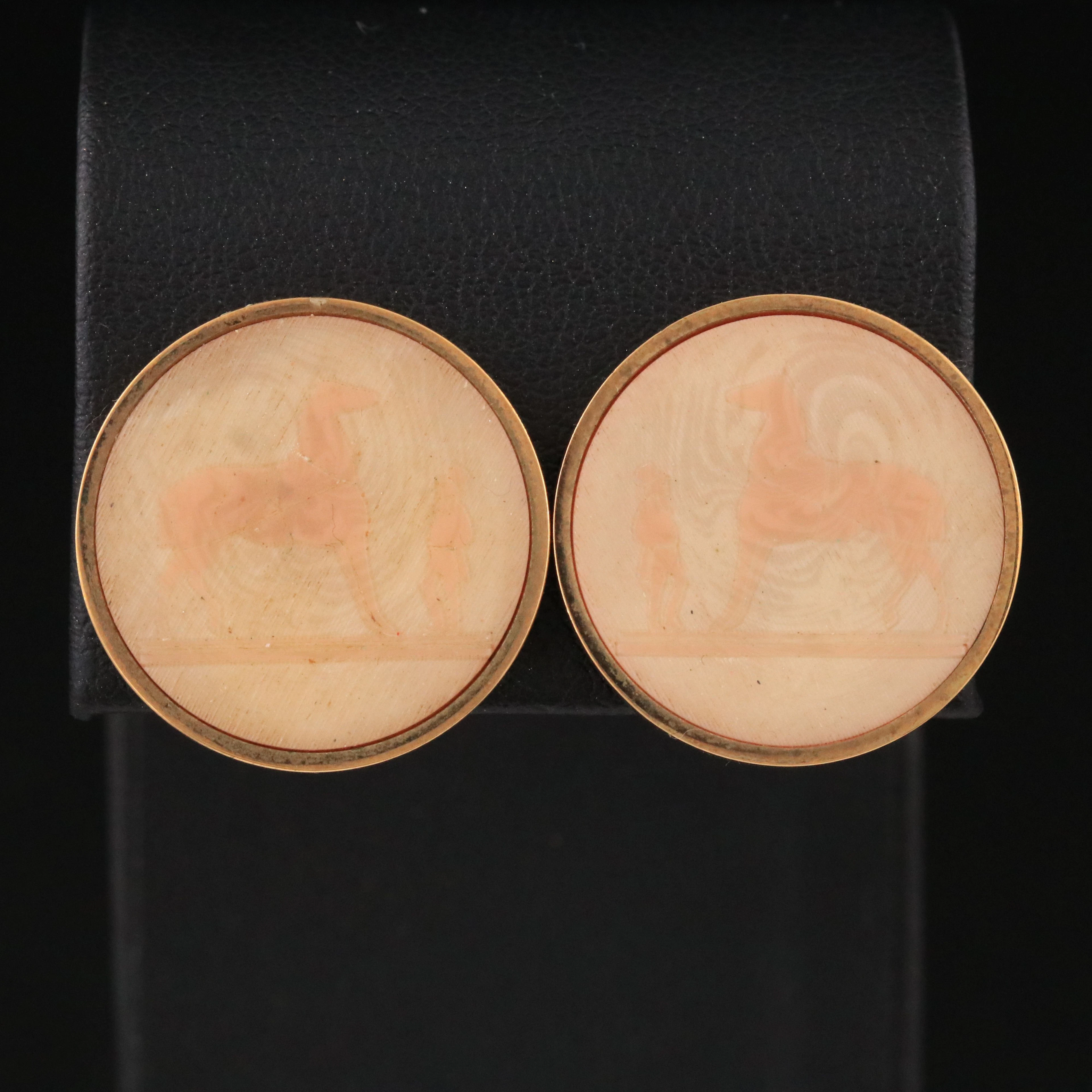 Hermès Corozo Horse and Rider Clip Earrings