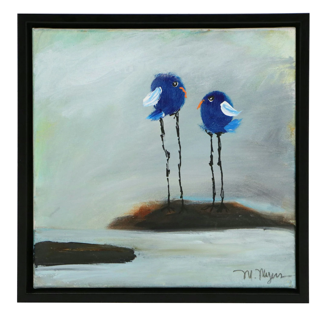 M. Meyers Acrylic Painting of Stylized Birds