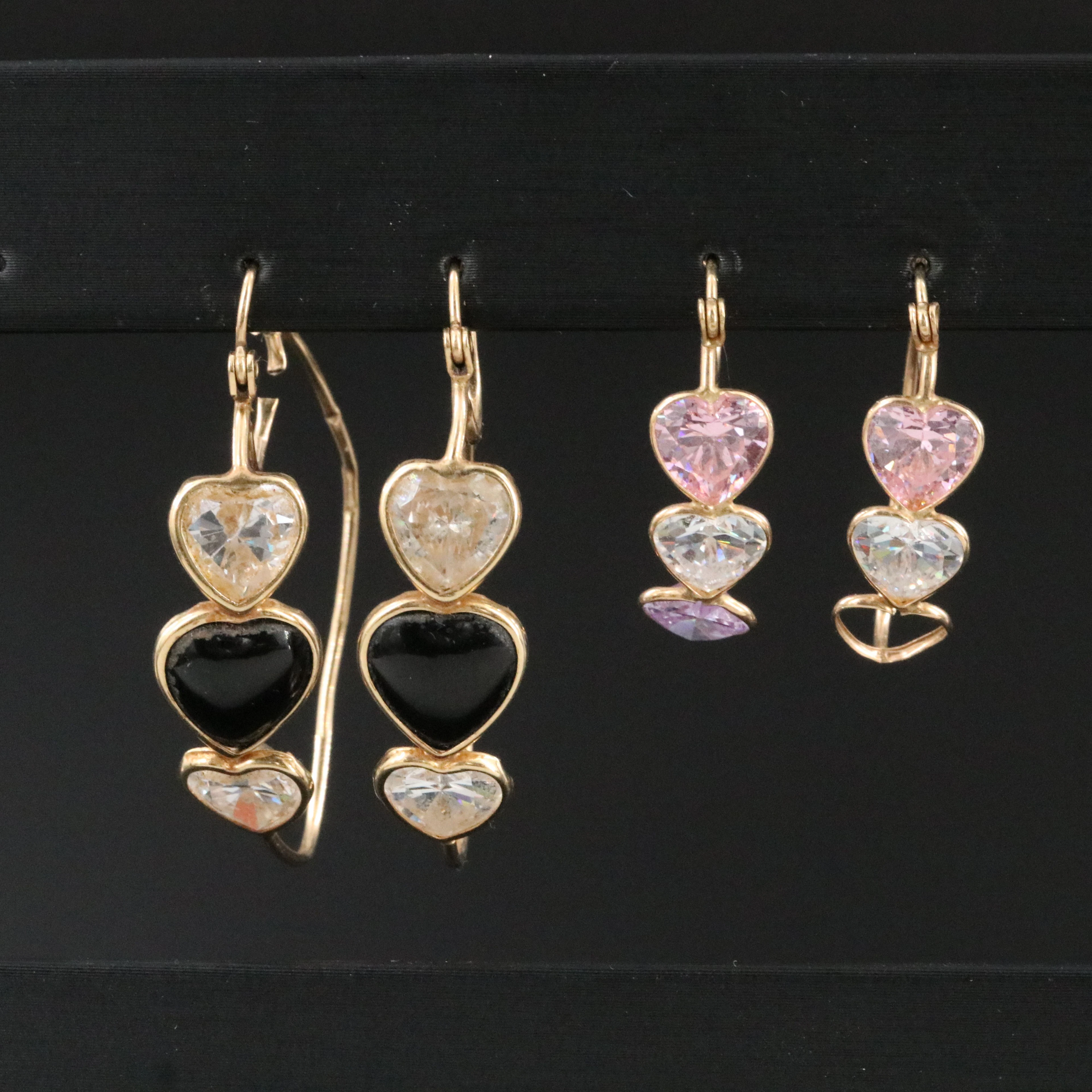 Scrap 14K CZ and Black Onyx Earrings