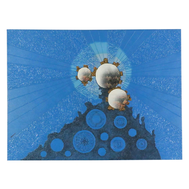 Carlos Monge Surrealist Mixed Media Painting "Eclipse," 2014
