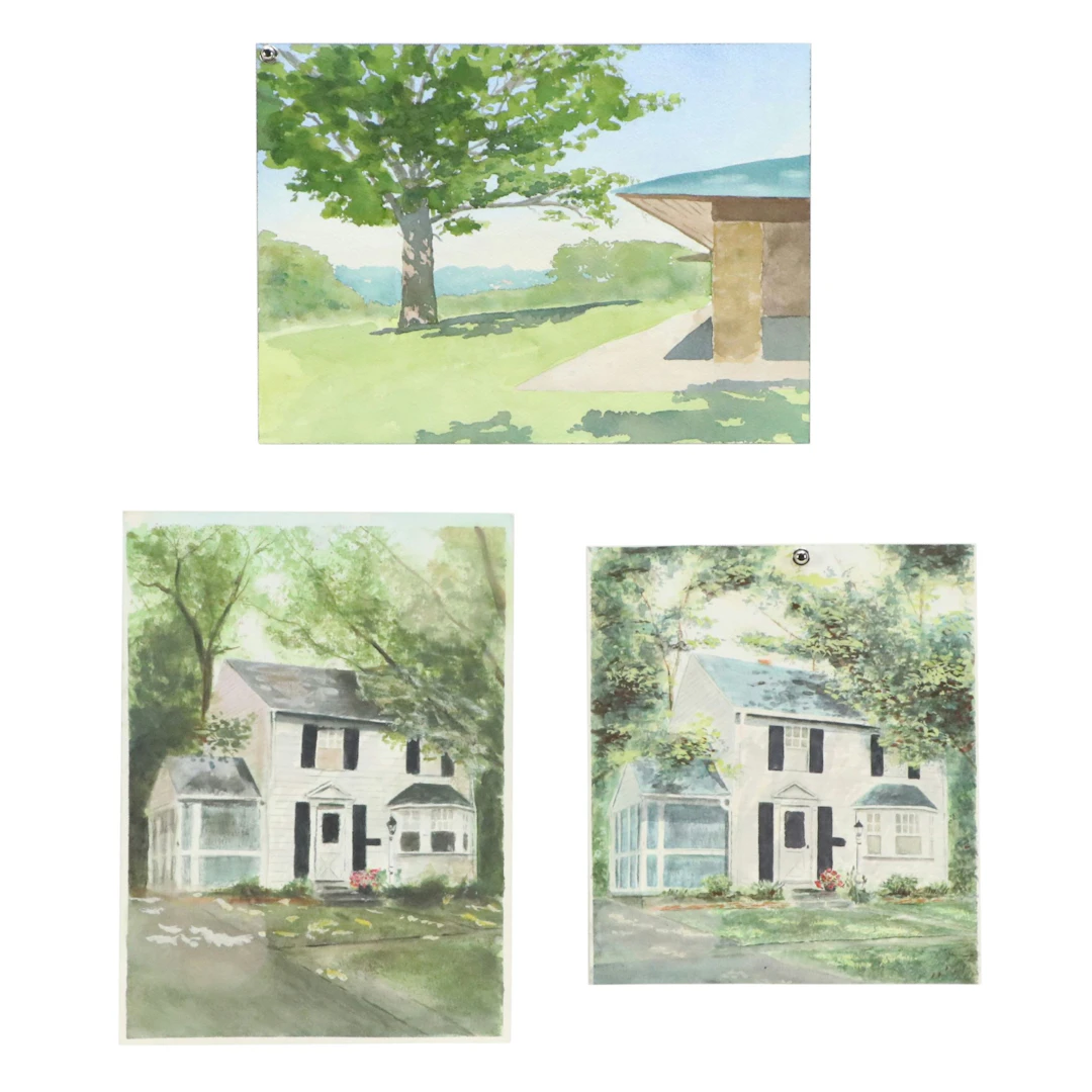 Larry Griggs Watercolor Paintings of Suburban Homes, 21st Century