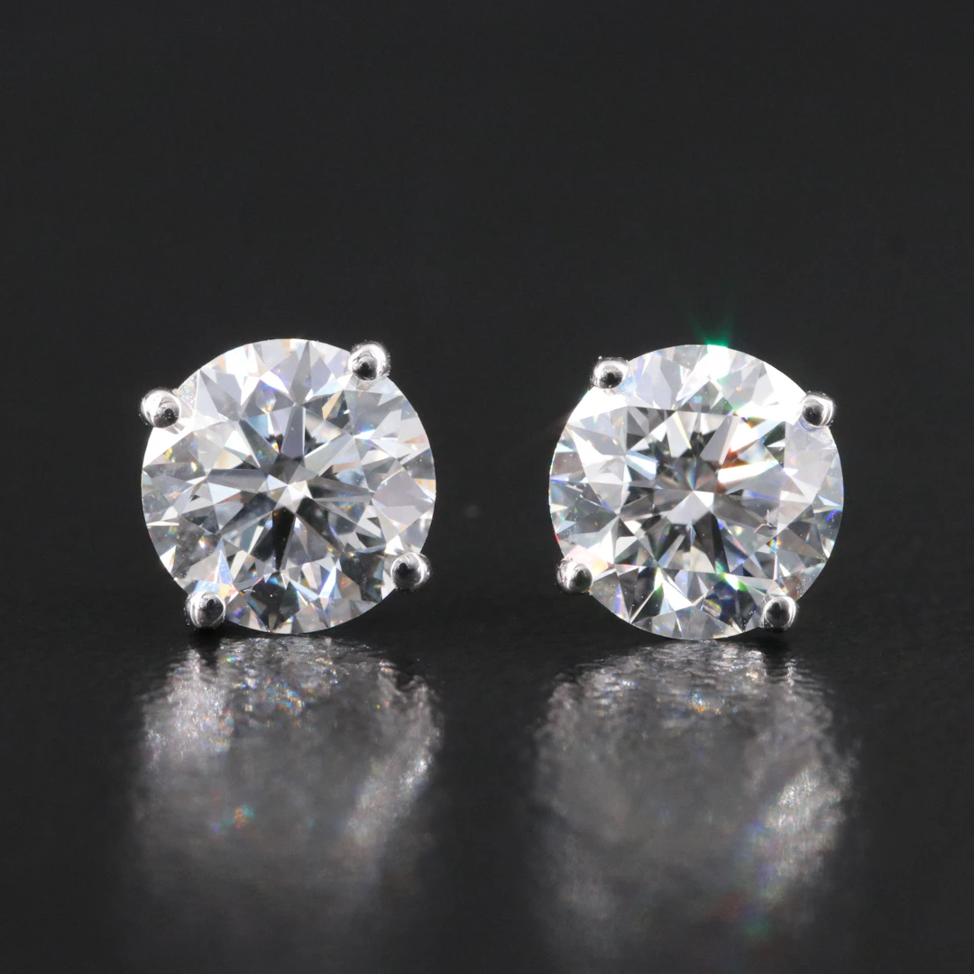 14K 2.94 CTW Lab Grown Diamond Solitaire Earrings with IGI Reports