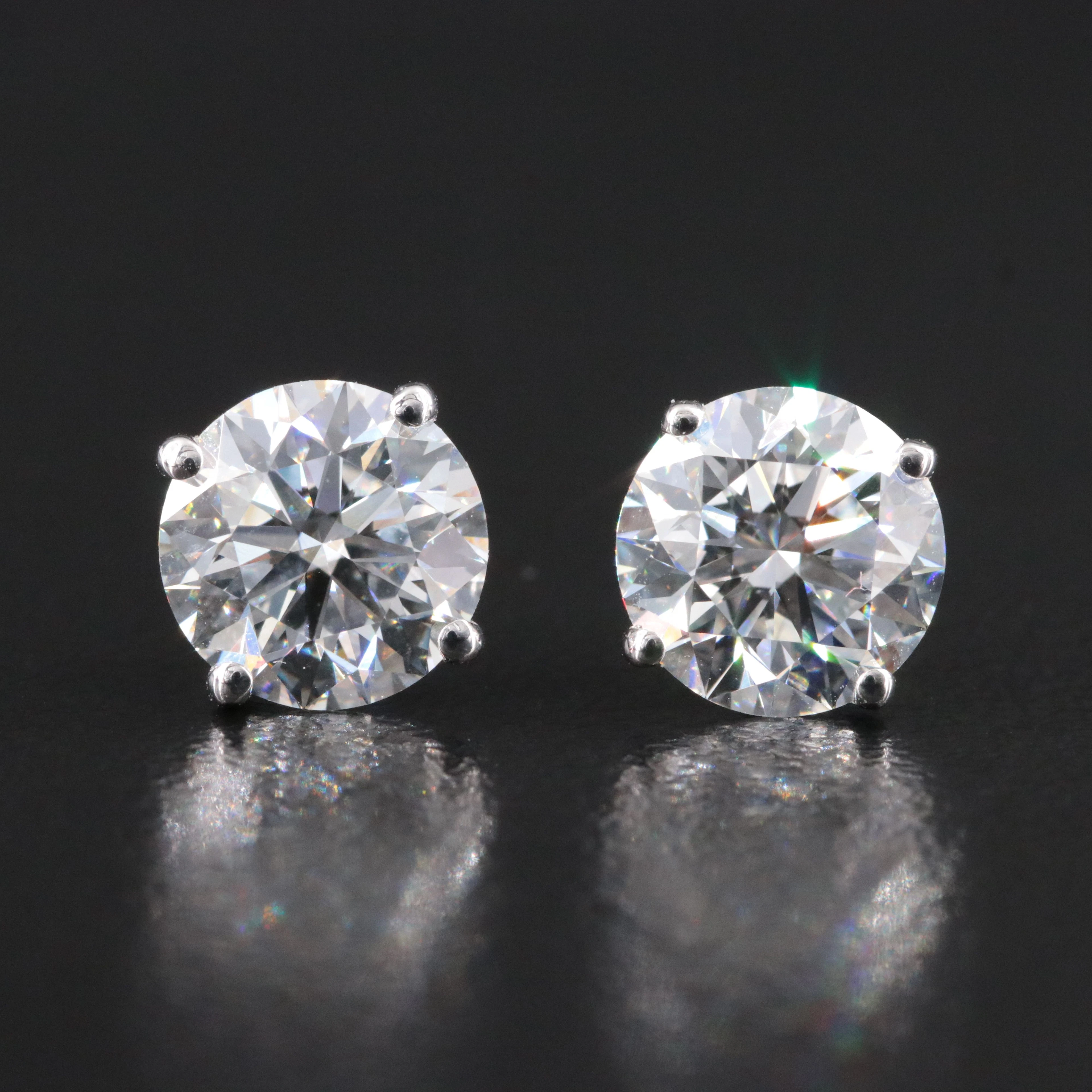 14K 2.94 CTW Lab Grown Diamond Solitaire Earrings with IGI Reports