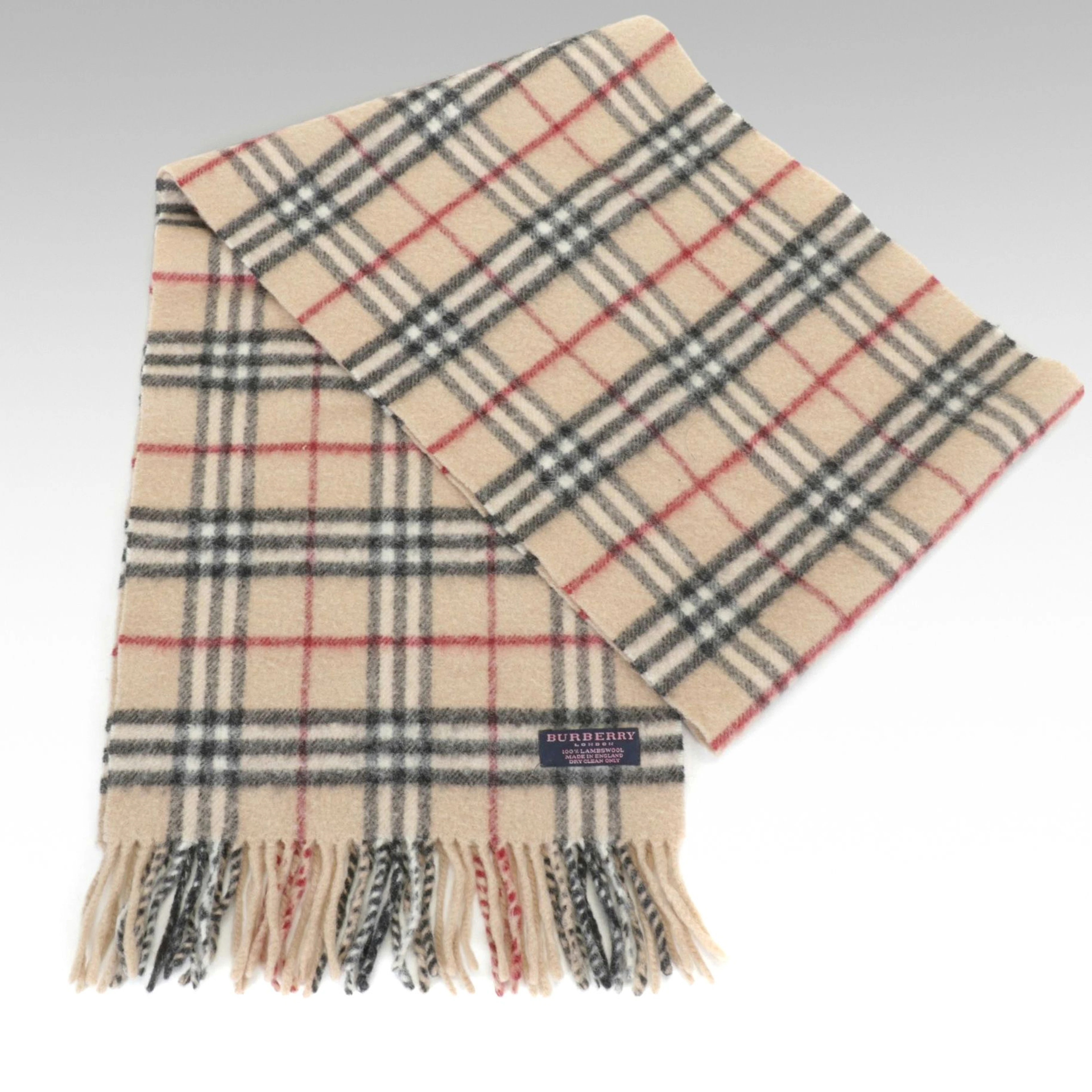 Burberry Fringe Scarf in House Check Lambswool