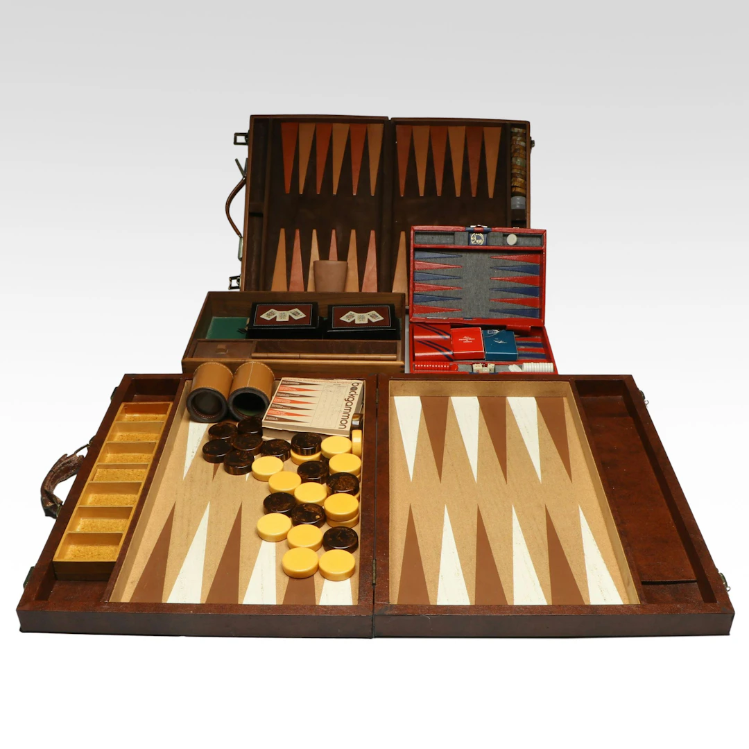 Vintage Backgammon Board Games with Two Playing Card Decks