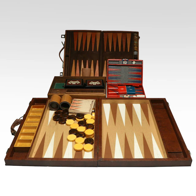Vintage Backgammon Board Games with Two Playing Card Decks