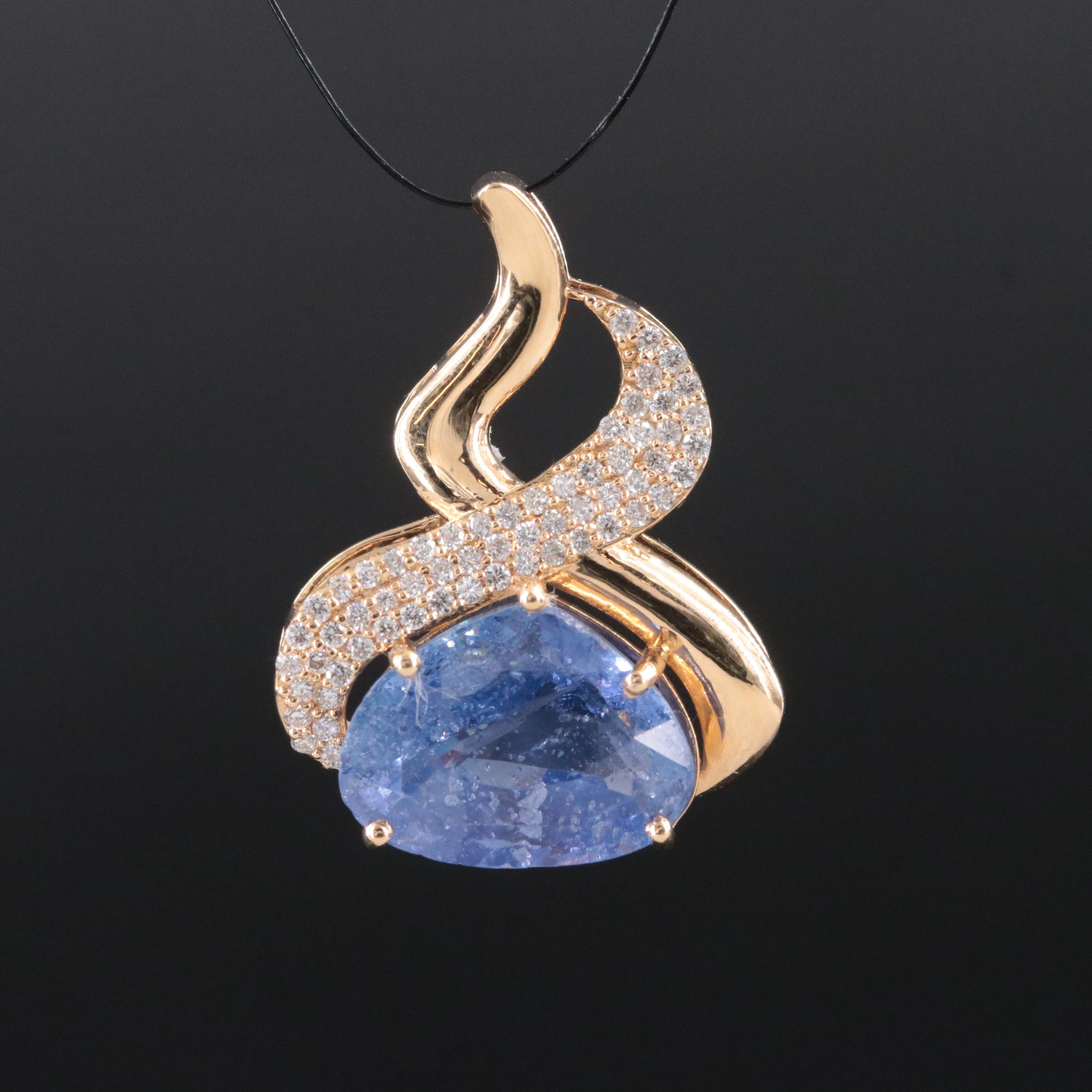 18K 5.14 CT Unheated Ceylon Sapphire and Diamond Pendant with GIA Report